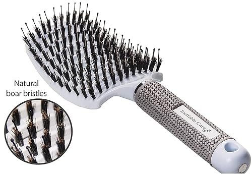 Miniatura 7 de Juego de cepillos de pelo de cerdas de jabalí curvados y ventilados para desenredar el cabello húmedo y seco para mujeres cepillo de ventilación de