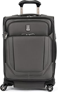 Crew Versapack Softside Expandable 8 Spinner Wheel Luggage, USB Port, Men and Women, Titanium Grey, Carry on 21-Inch