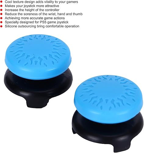 Miniatura 2 de ASHATA 2Pcs Thumbstick Extender for 3D Texture Thumb Grip Stick Joystick Thumbstick for 5 Controller (Blue)