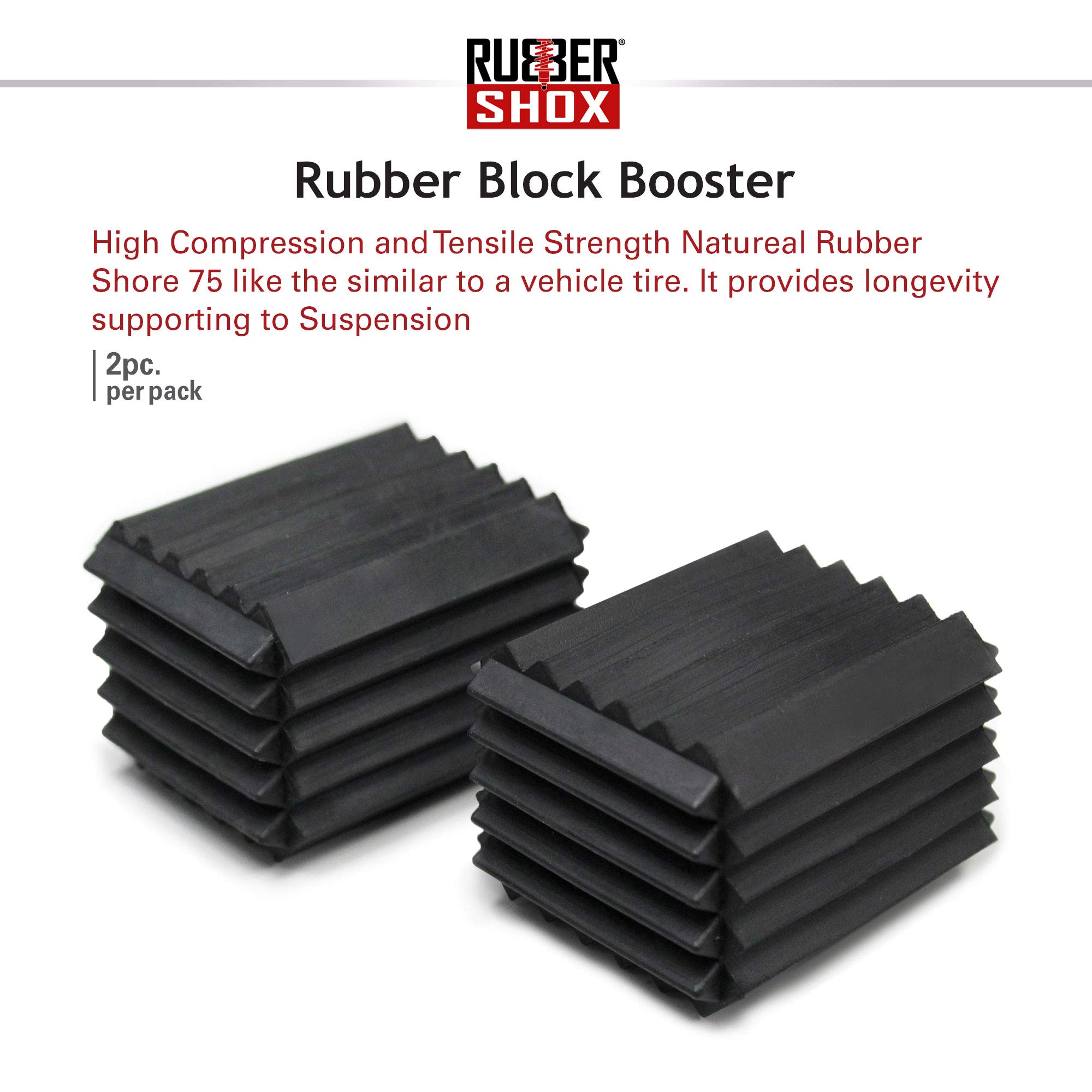 U.S. RubberShox Automotive Coil Spring Block Boosters Series Pack, Performance Enhancement for Car Coil Spring Shock Absorption and Protection of Auto Suspension System (2" x 1.5" x 1.25")