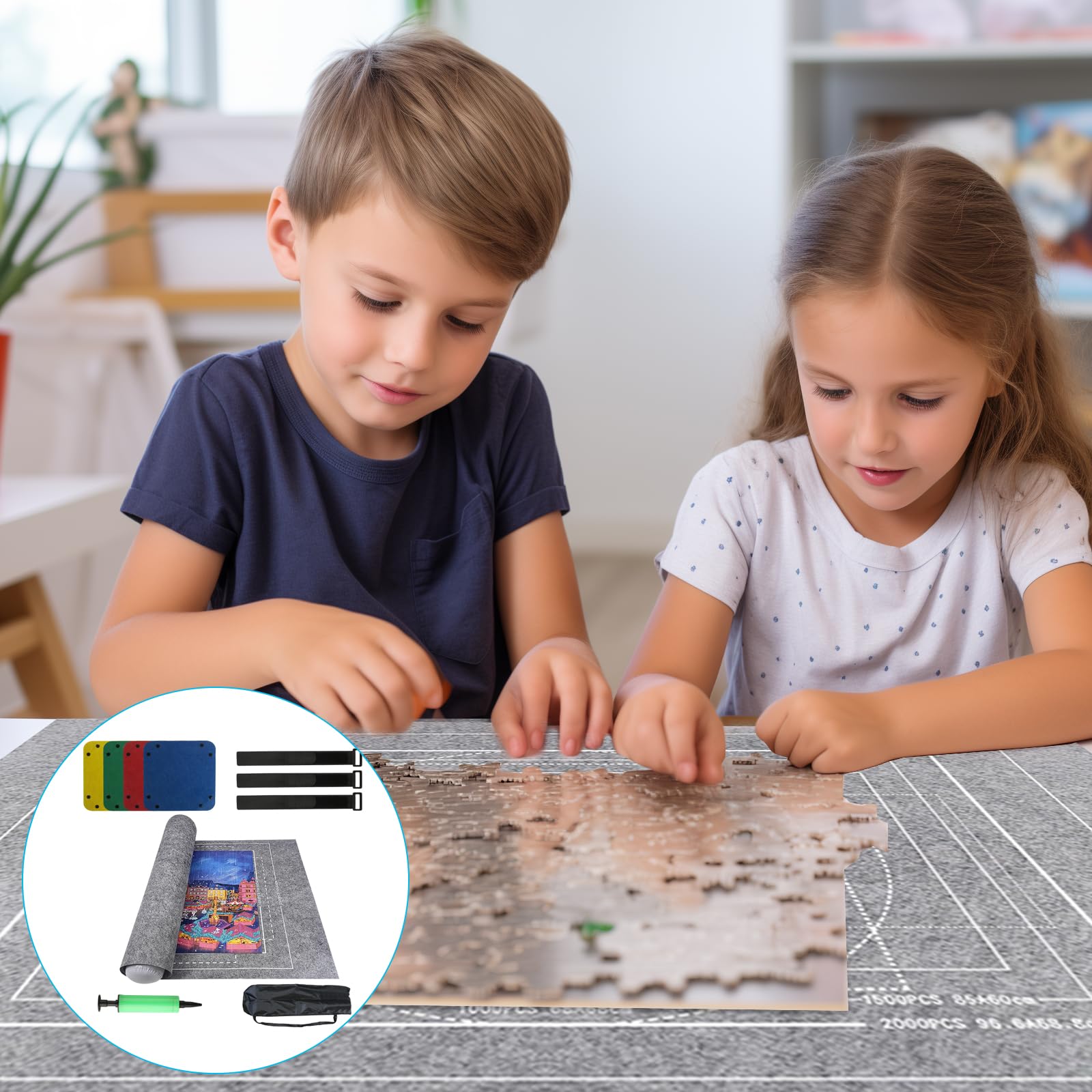 Puzzlematte bis zu 1500 Teile, Puzzle Matte mit Aufrollfunktion, Tragbare Puzzle Teppich Matte, Puzzleunterlage, Puzzleteppich Puzzlematten, Puzzlerolle, für Jigsaws Zubehör(116 x 66cm)