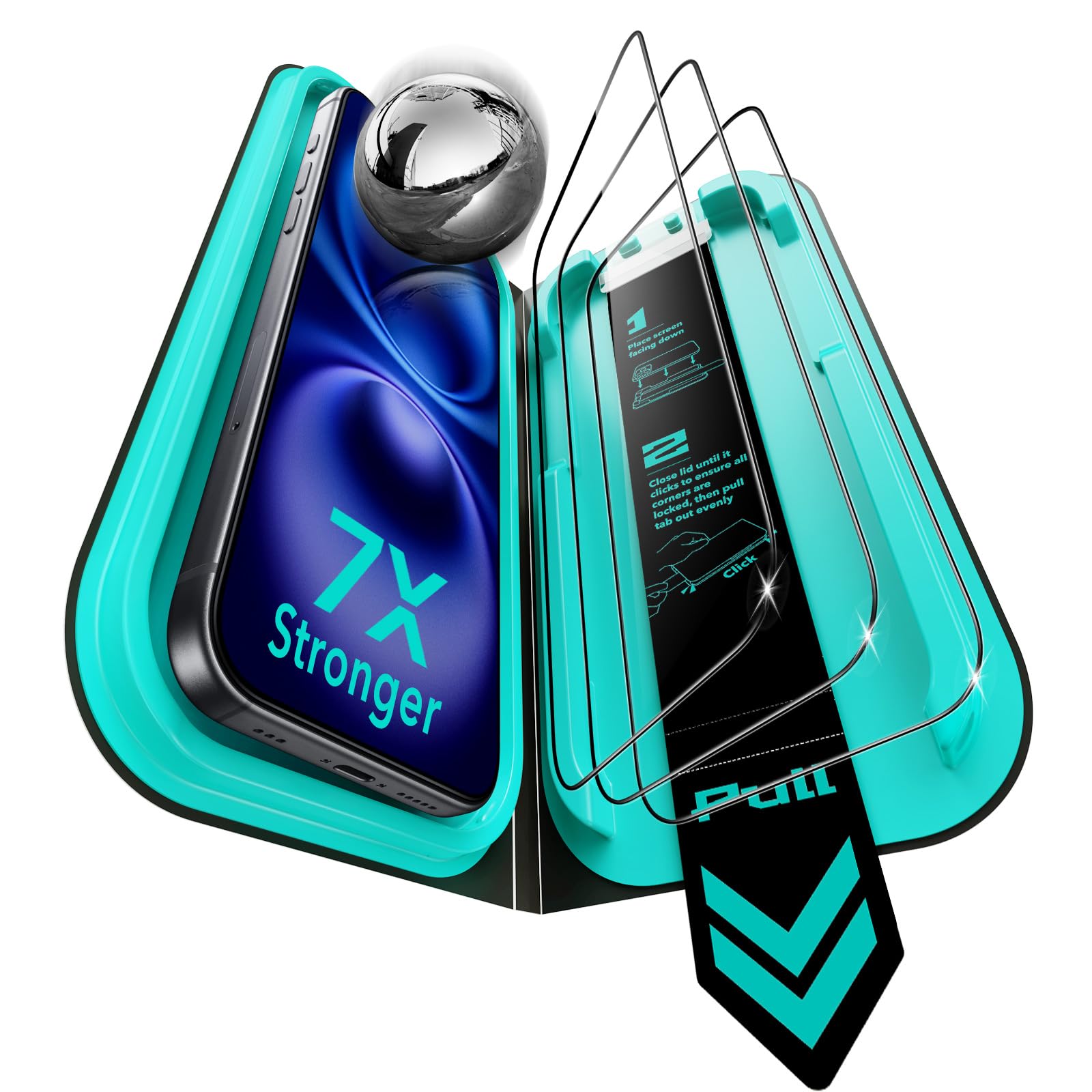 ESR 3 Stück für iPhone 16/iPhone 15 für Panzerglas, Armorite | 7X Stoßschutz, 9H+ gehärtetes Glas, One-Pull Schnellinstallation, Vollflächig Displayschutzfolie,UltraFit-Ablage,Blasenfrei