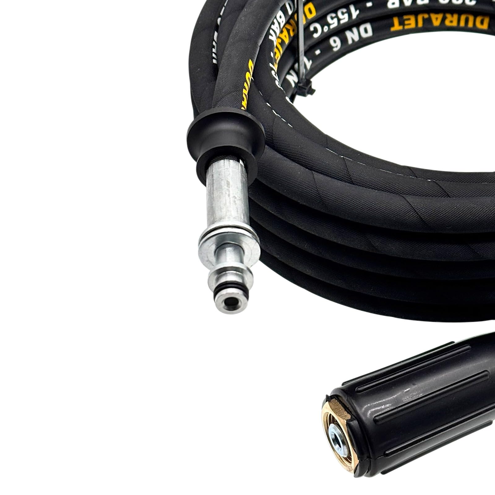 Manguera de alta presión apta para Kärcher HD 5/12 C hasta 2016 | rosca interior M22 mandril de 14 mm | 11 mm AVS giratorio | 220 bar | DN6 | hasta 150 °C | compatible con pistola Kärcher | manguera