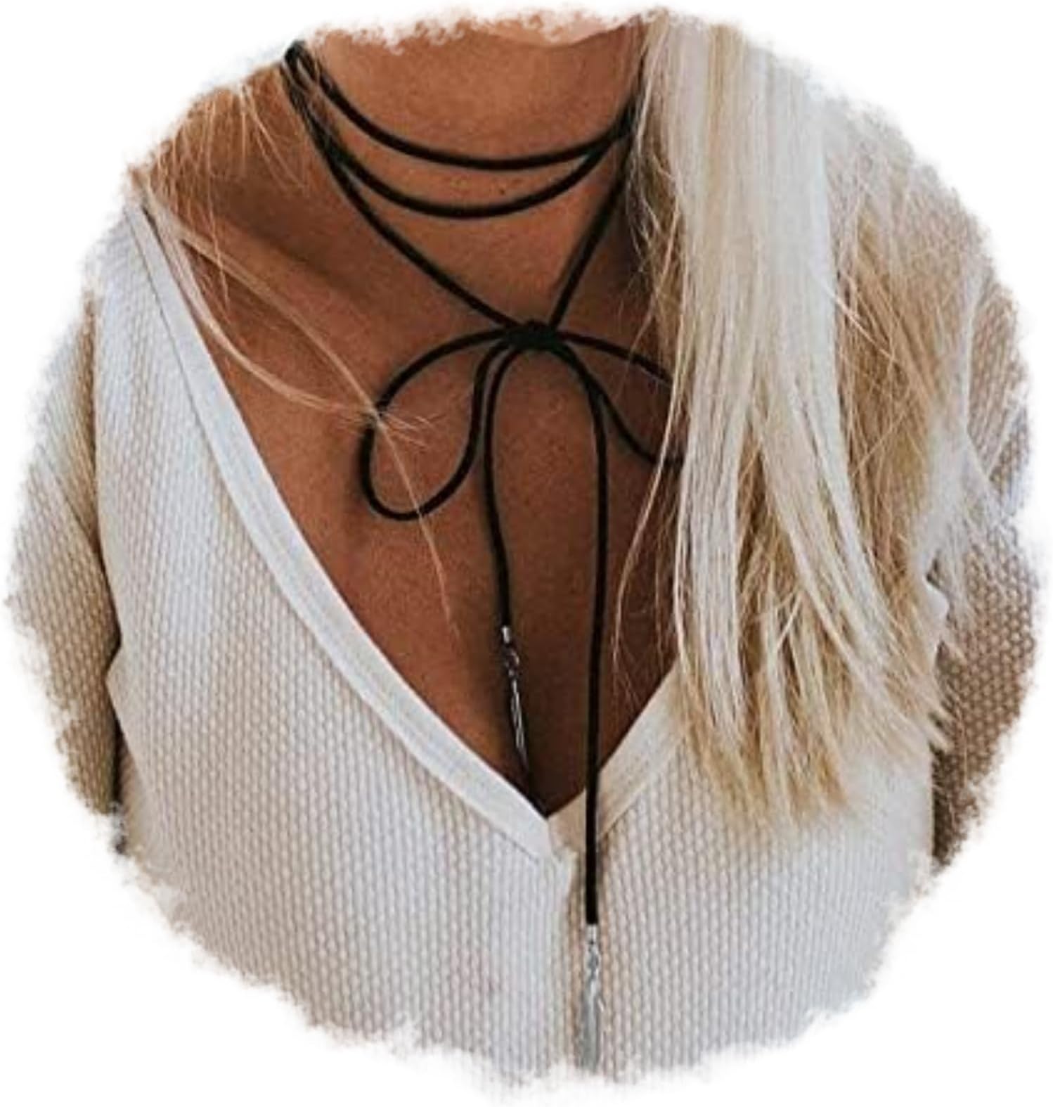 Boho Feather Choker Wrap Necklace 2pcs Versatility Vegan Suede Y Lariat Gothic Black Brown Bronze Accessories for Women