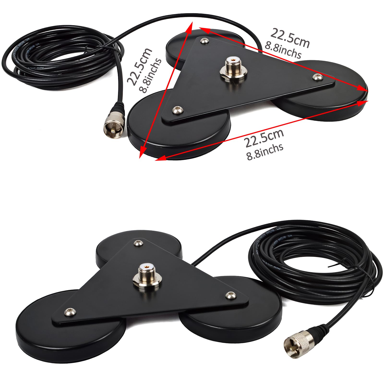 HYS CB-Antennen-Magnethalterung Magnetbasis 5 m RG58-Kabel, PL259-Stecker im Lieferumfang enthalten für Antenne