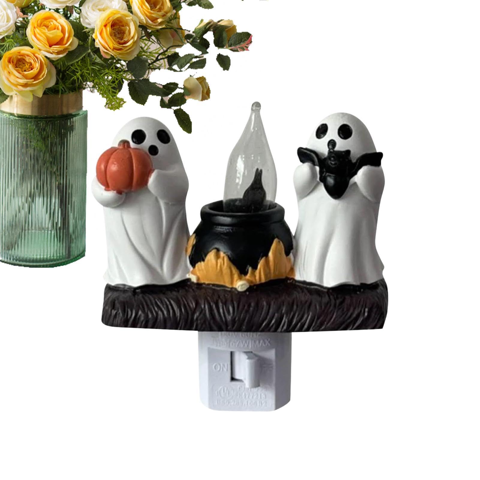 Ghost Campfire Flickering Nightlight Plug-in Halloween Decorative Night