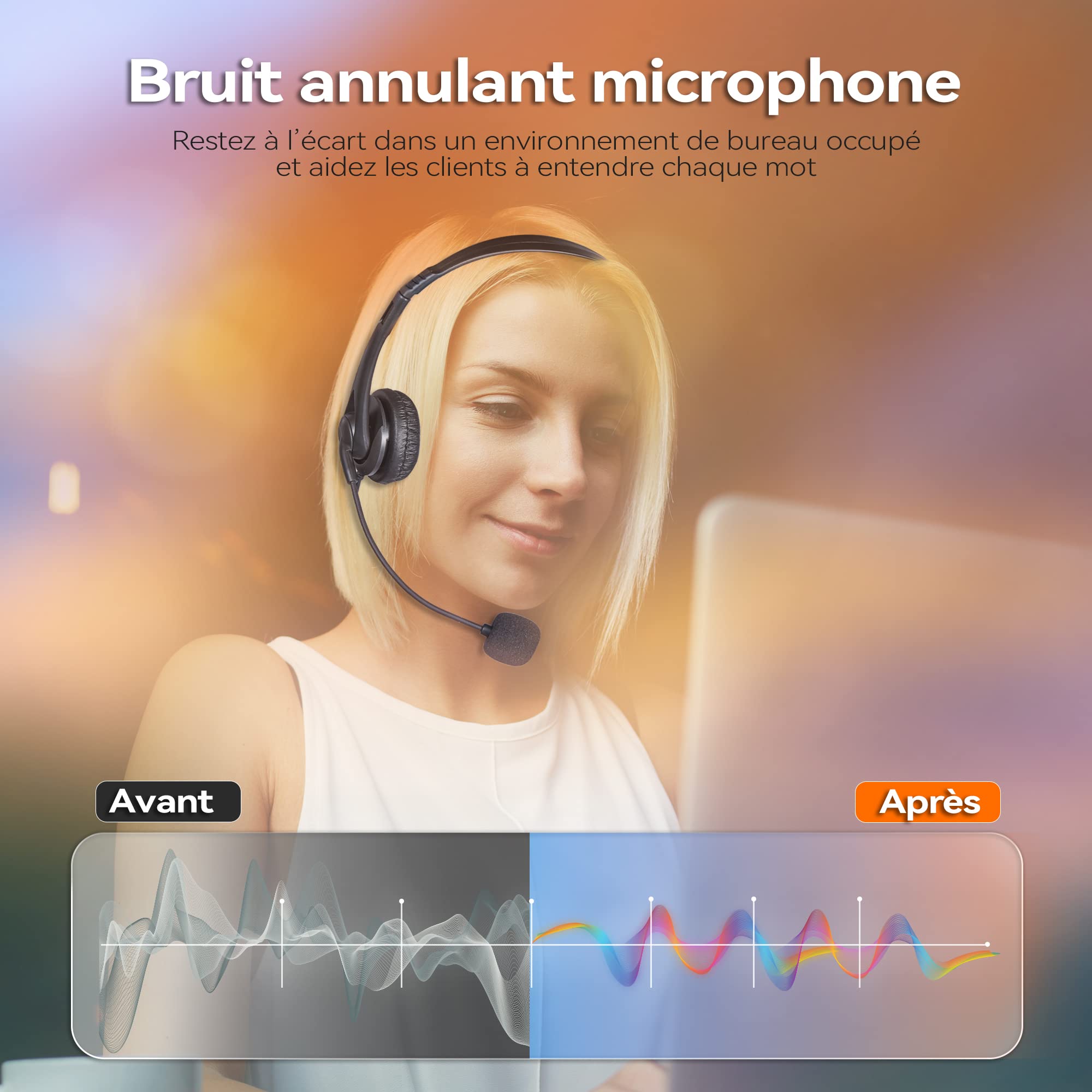 Cuffie Per Telefono Fisso Con Microfono - Mono, Cavo 3,5 Mm, Cancellazione Rumore, Per Call Center E Ufficio