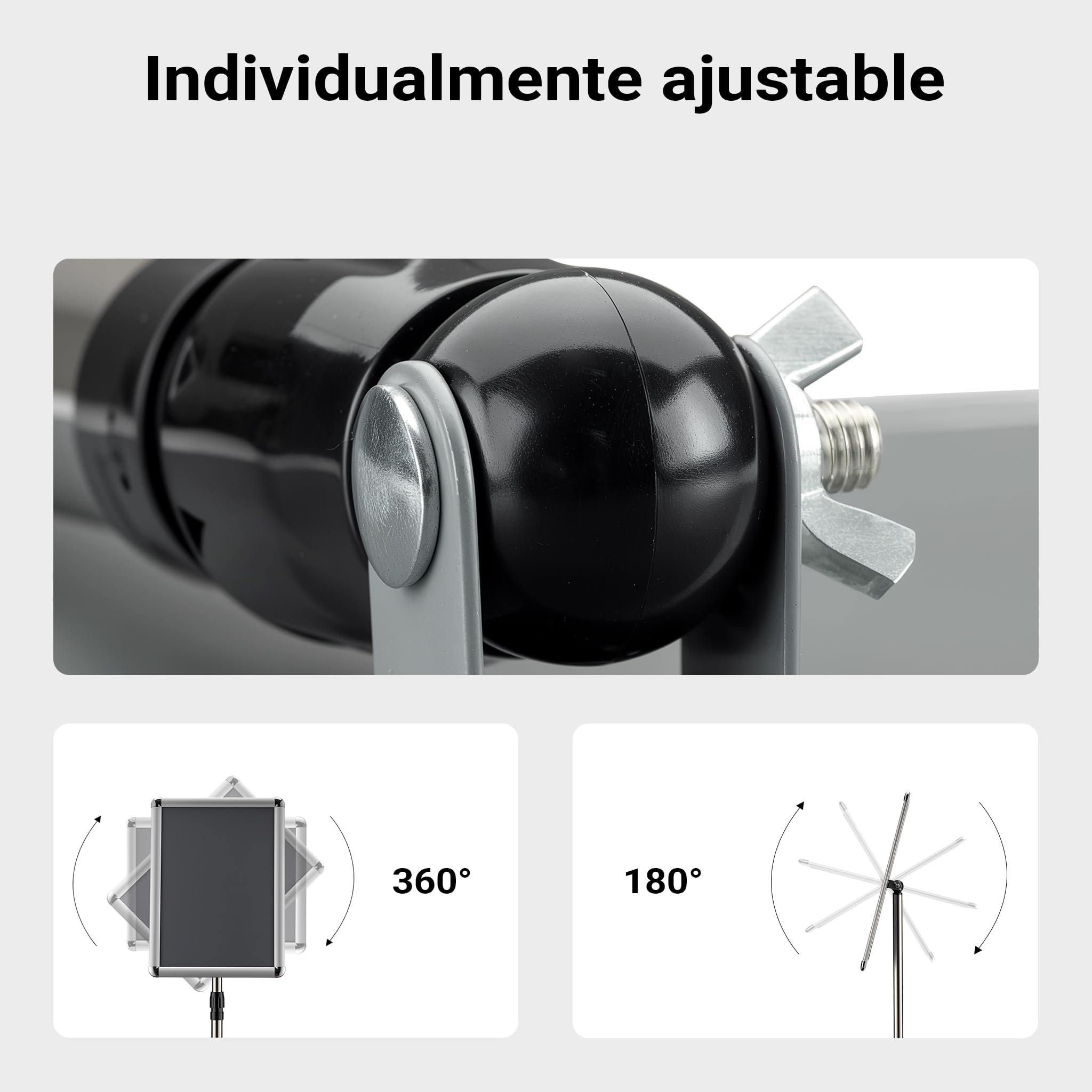 WilTec Soporte para carteles A3 de pie altura ajustable 88-138 cm en aluminio y acero inoxidable, soporte de presentación información, documentos, folletos, soporte publicitario versátil