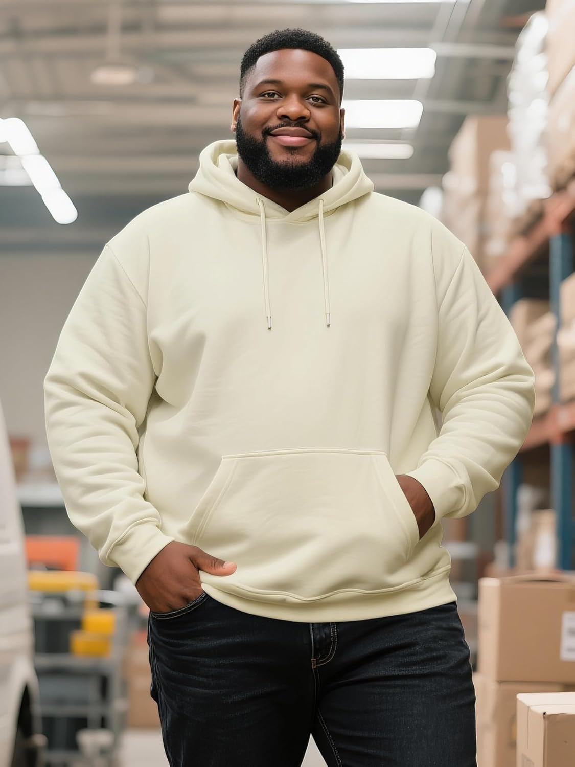 Men's Big & Tall Sweatshirts Hoodies Pullover Cotton Casual Hoodie Drawstring Long Sleeve Hooded Jacket with Pocket - Image 4