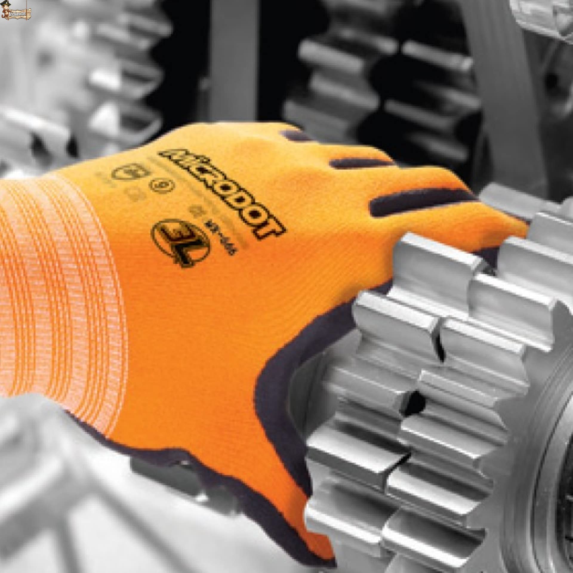 BricoLoco.com 12 PARES Guantes trabajo mecánico nitrilo, nylon sin costuras. Puntos dots para ¡¡¡ MÁXIMO AGARRE !!!. Excelente adaptación a la mano. (12, Talla 10)