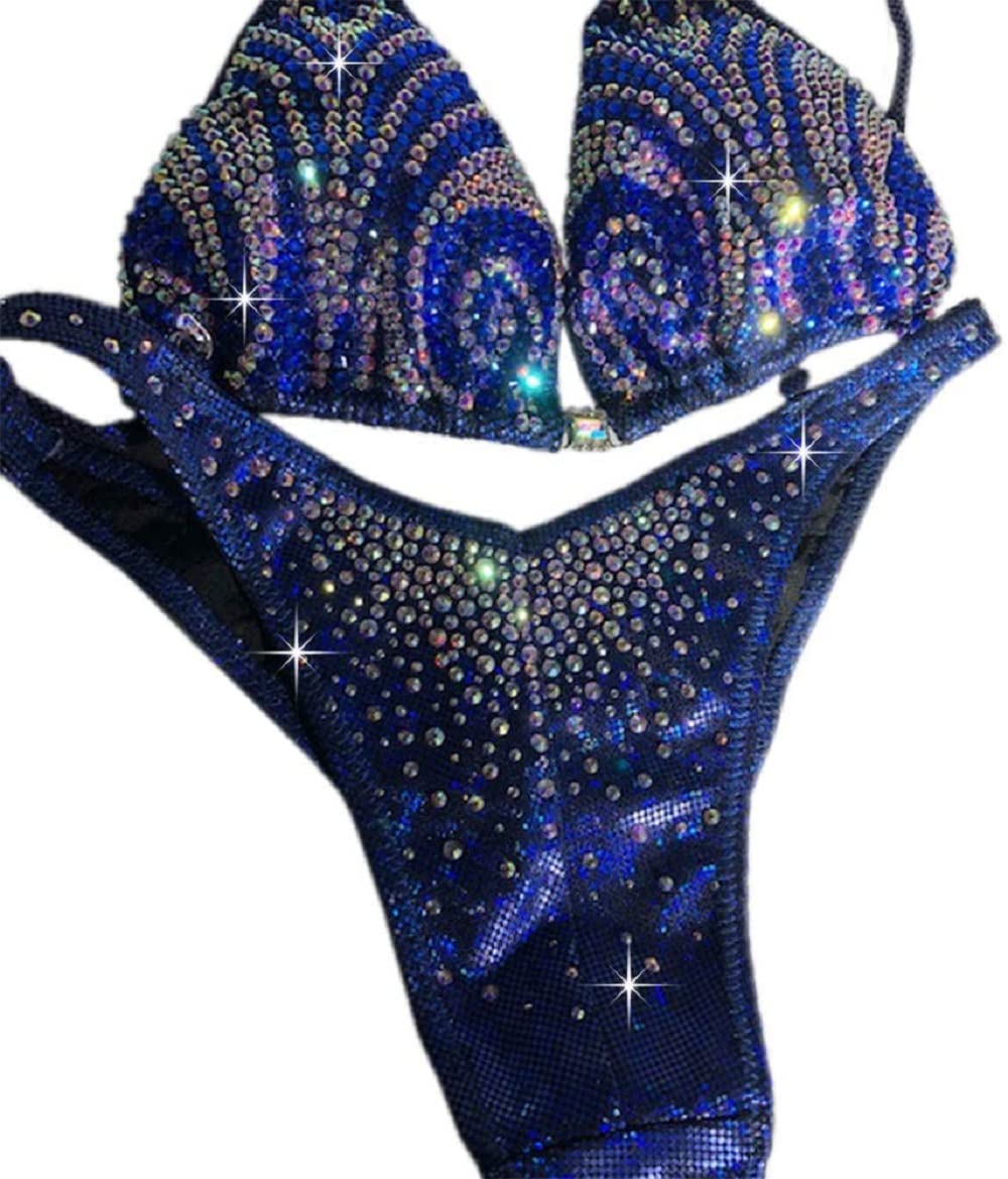 Buy Royal Blue Crystal Bikini Figure Physique Competition Suit Figure