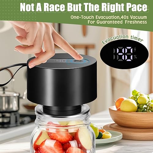 Miniatura 2 de Sellador al vacío eléctrico para tarros de masón kit de sellado al vacío portátil 3 en 1 mejorado - para tarros Mason bolsas y contenedores de