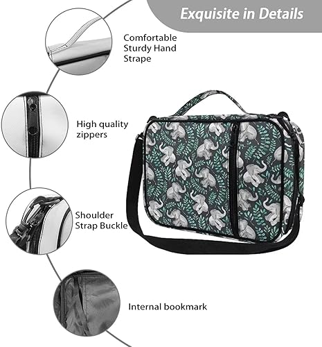 Miniatura 7 de Showudesigns Funda de la Biblia de elefante para niños y mujeres, bolsa protectora para la Biblia con asa y bolsillo con cremallera, bolsa de