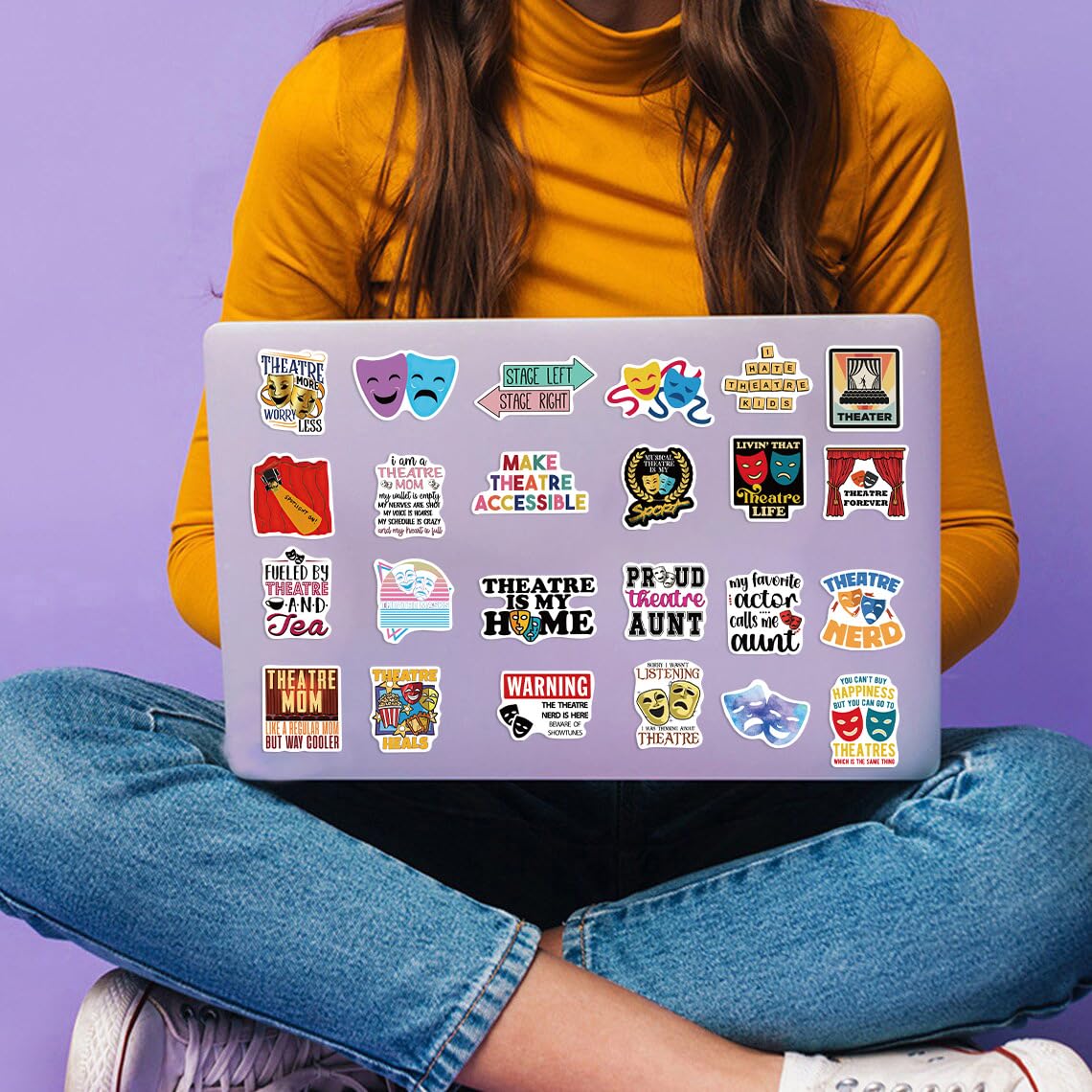 50 PCS Theatre Stickers,Aesthetic Waterproof Vinyl Stickers,Theatre Gifts-Drama Party Supplies-Gift for Water Bottle,Laptop,Phone,Skateboard Sticker for Teens Girls Kids Women&Men(Theatre)