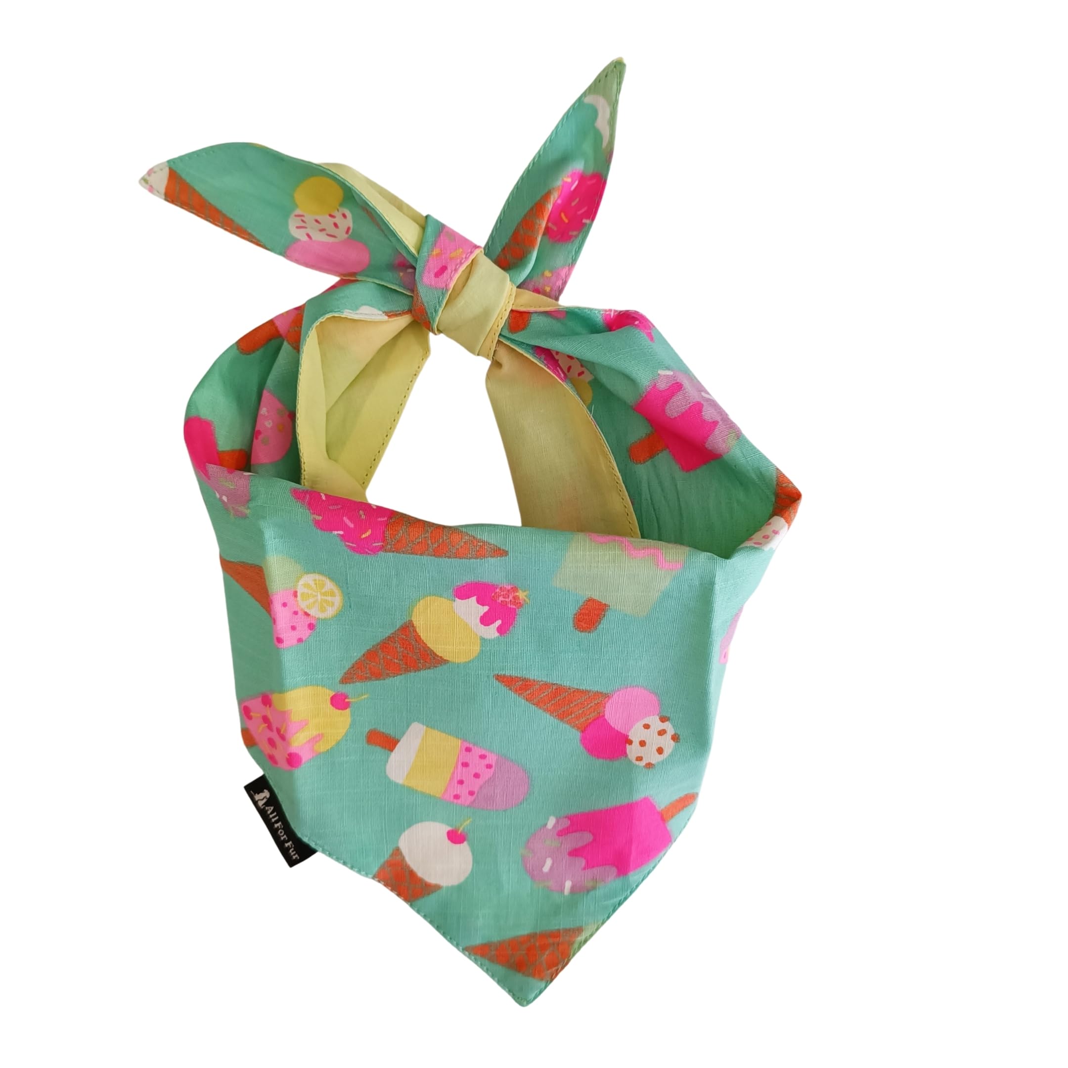 All For Fur Dog Bandana | Knot & Tie | Adjustable Cotton Bandana/Scarf | Luxury Dog Accessories | Scarf for Small (S) to Medium (M) Dogs | Ice Cream Pom Pom (B0CHQP53RH) Amazon Price History, Amazon Price Tracker