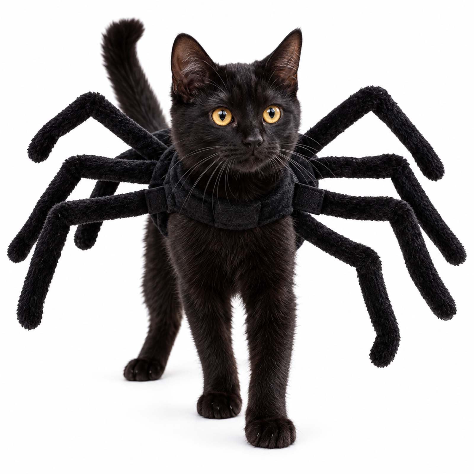 Halloween Spider Costume for Dogs & Cats, Black Cat Spider Costume，L
