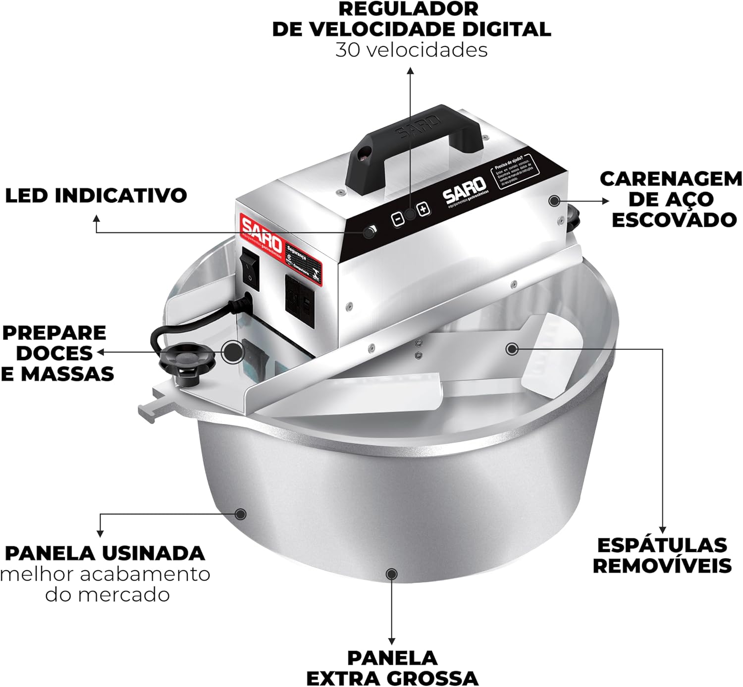 Panela De Brigadeiro Elétrica Automática 10 Litros Saro PA10 Bivolt