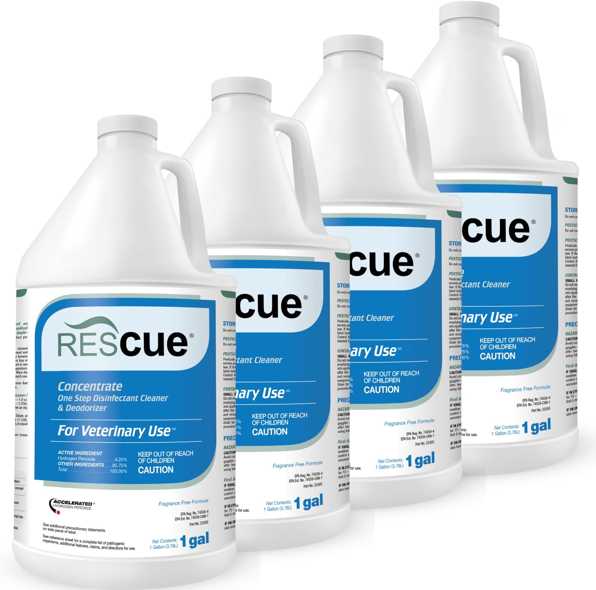 REScue One-Step Disinfectant Cleaner & Deodorizer – For Veterinary Use, Animal Shelters, Pet Foster Homes, Kennels, Litter Box, Pet Grooming Surfaces – Sanitizing Concentrate, 1 Gallon (4 Pack)