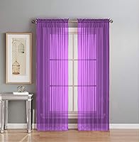 Vista 18 de Interior Trends Juego de 2 paneles de cortina de gasa transparente totalmente cosidas para ventana con cortinajes (63 pulgadas de largo, ladrillo)