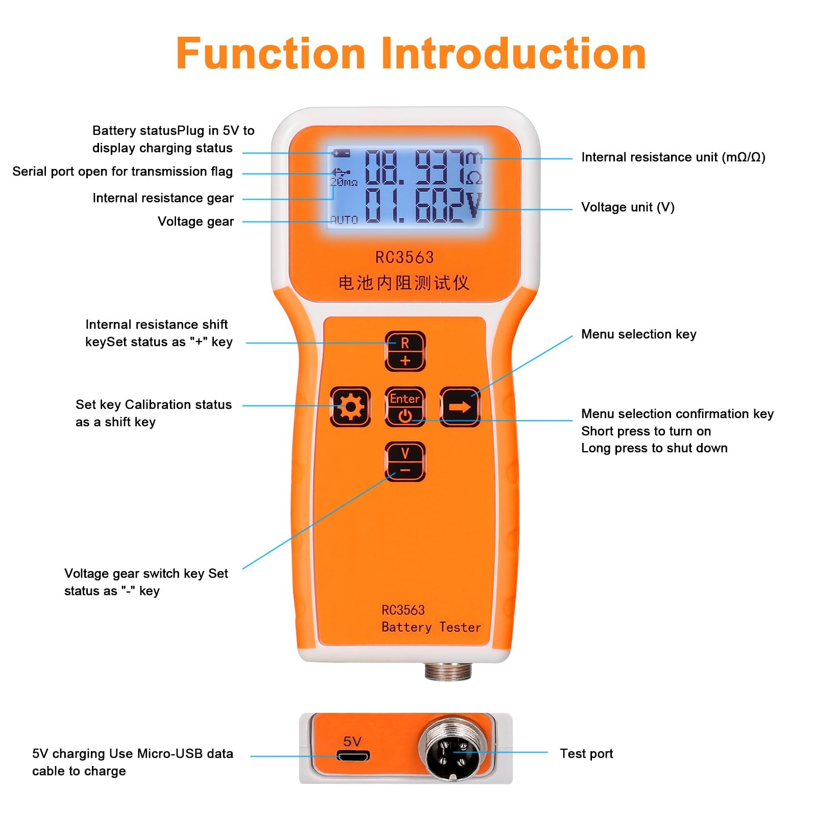 Testeur de résistance interne de batterie 200Ω 100V haute précision quatre fils lithium plomb-acide