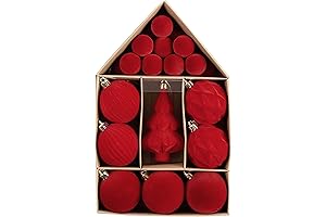 Dark Red Velvet Ornaments: 24-Pack of Shatterproof Christmas Tree Decorations