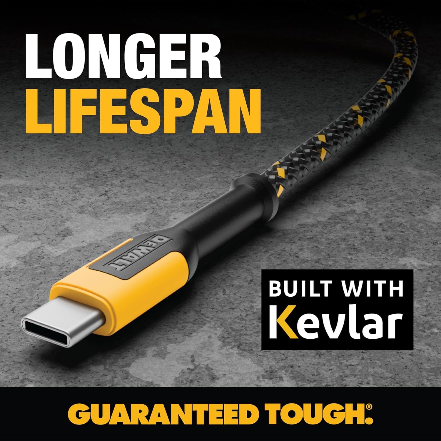 DEWALT Heavy Duty USB to USB C Cable, Jobsite Type C Cable, High Speed USBA to Type-C, Fast Charge USBC Fast Charging Cord for iPhone 16/15 Pro Max, MacBook, iPad, Samsung Galaxy, 10ft (USB2.0, Black)