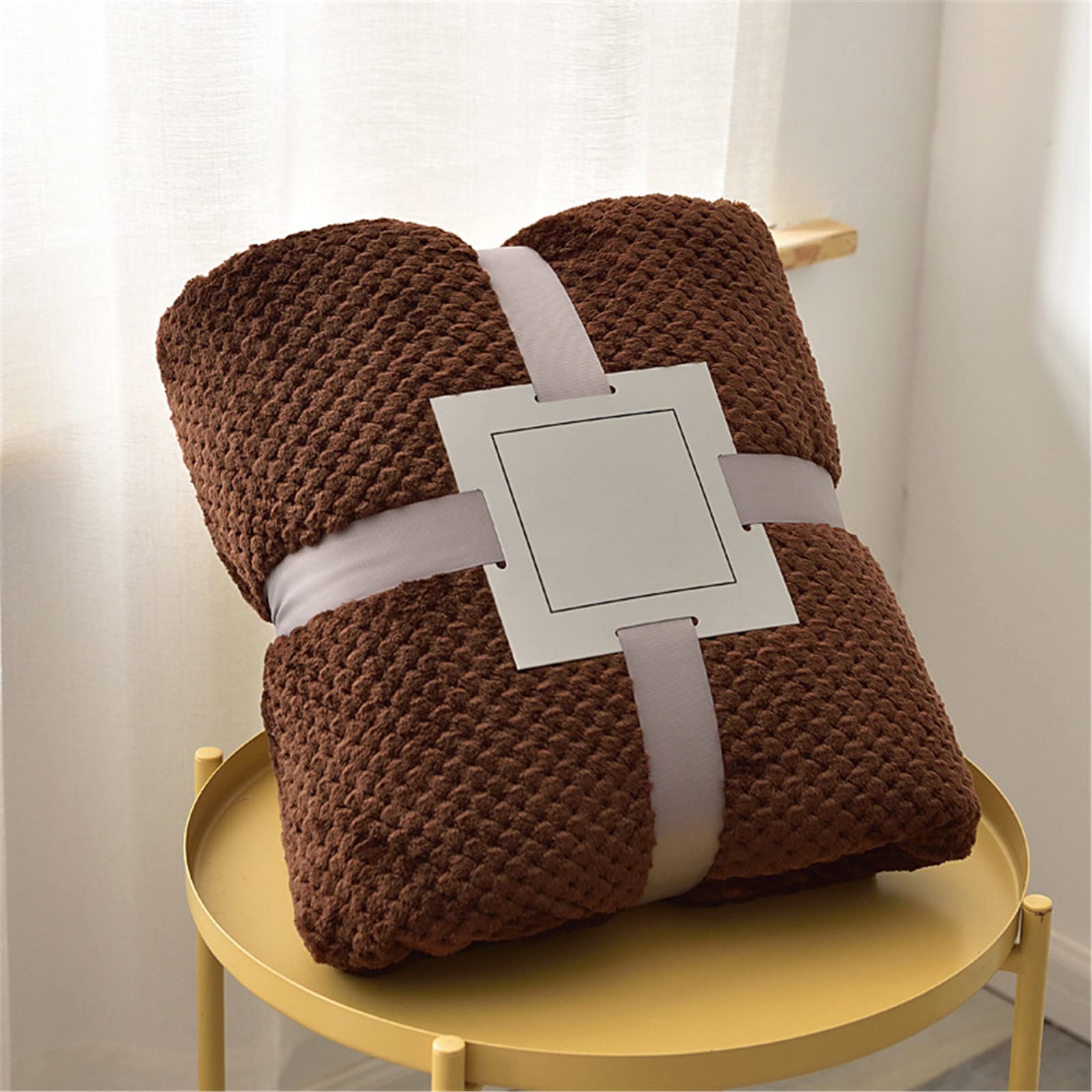Chickwin Solid Color Fluffy Flannel Blanket Throw Large for Sofa Warm Cozy Fluffy Blanket Soft Fleece Blankets Lightweight Microfiber Throw Blanket for Bed Couch Chairs (45x65cm,Brown)