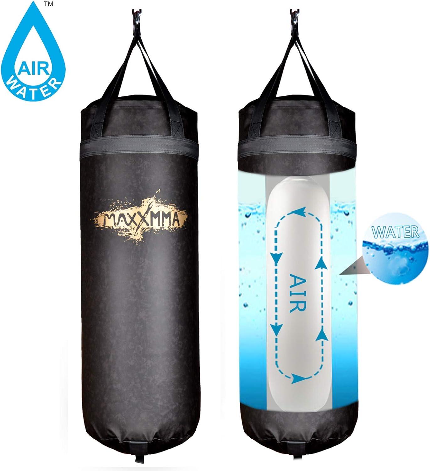 MaxxMMA 3 ft Water/Air Pro Heavy Bag (Antiqued Brown) - Adjustable 70~120 lbs. : Sports & Outdoors