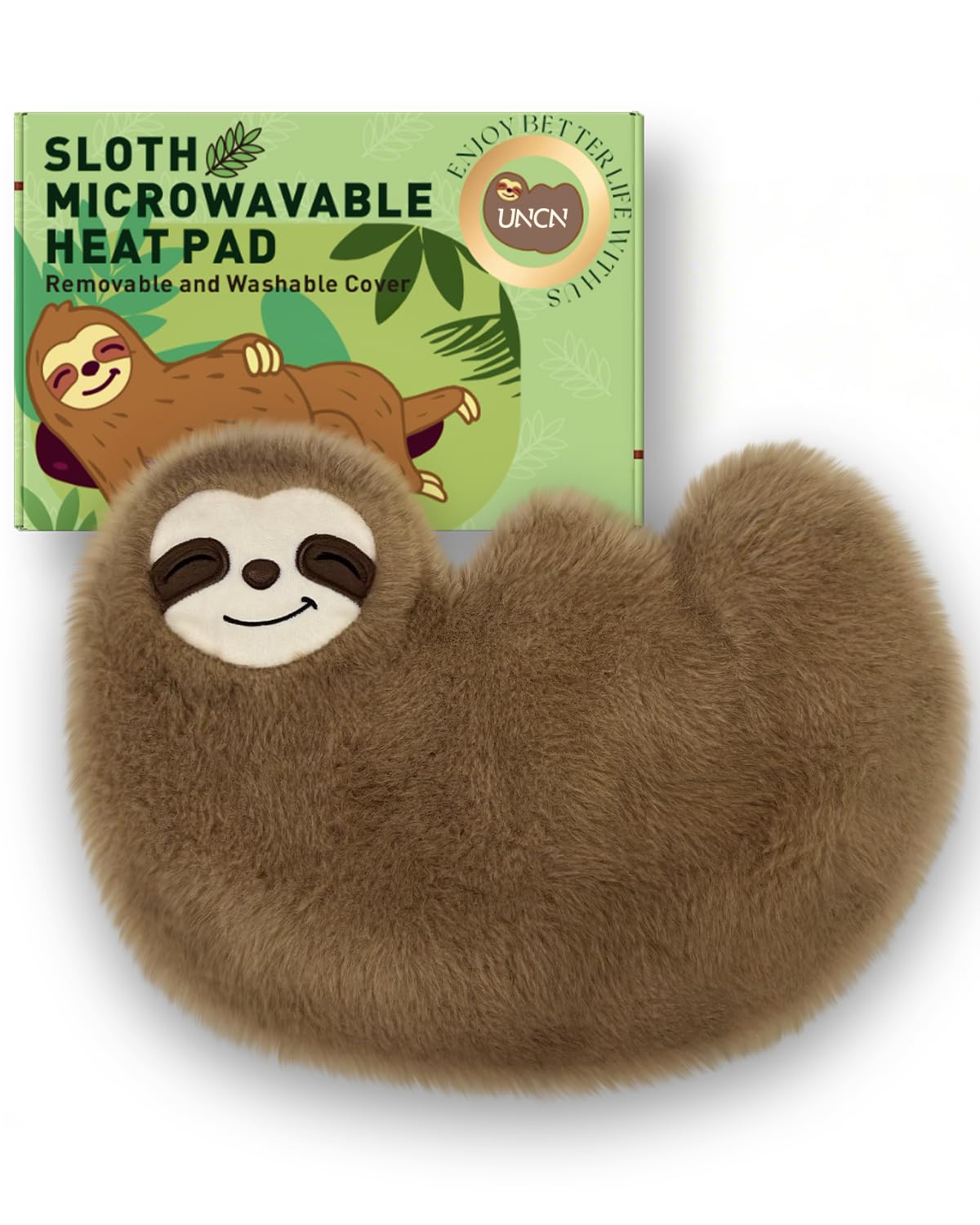 uncn Sloth Körnerkissen 660g, Wärmekissen Mikrowelle Nacken Schulter für Feuchtwärmetherapie, groß Körnerkissen Mikrowelle mit waschbarem Bezug