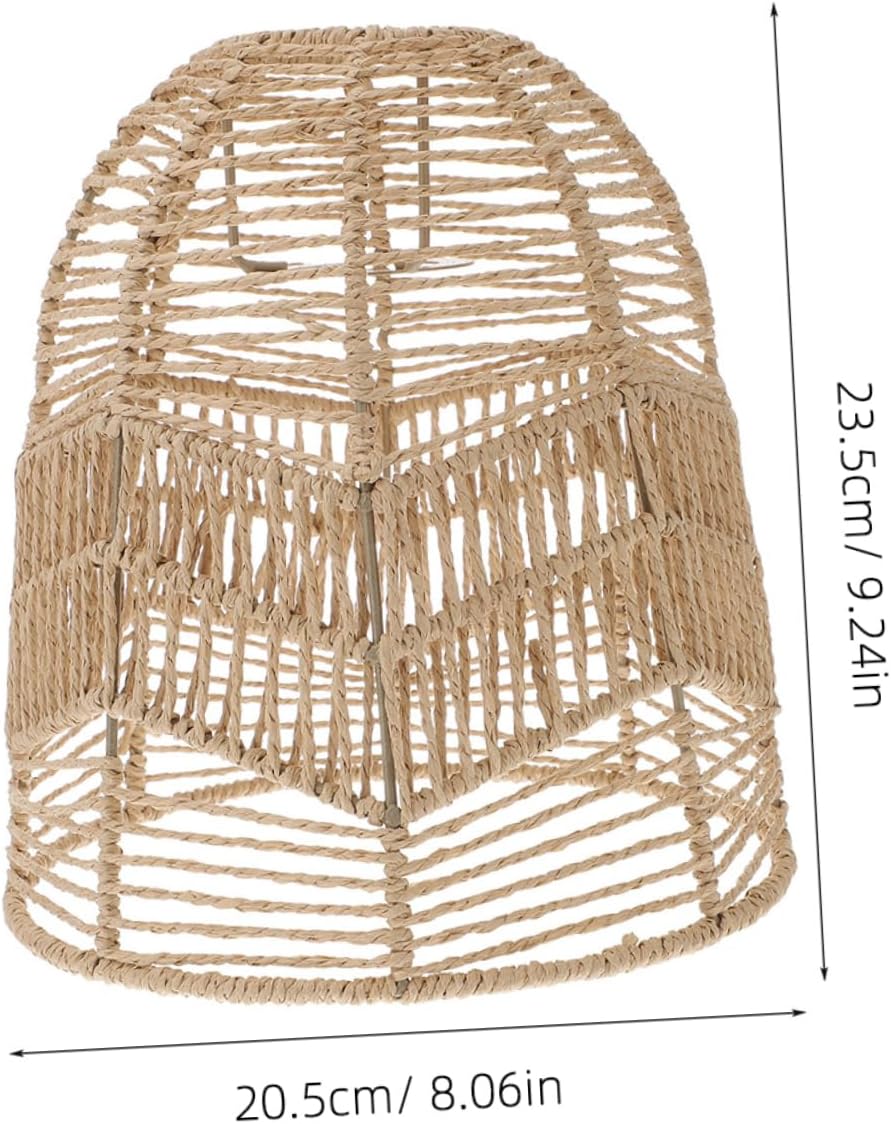 2Pcs Rustic Woven Ceiling Light Shade Creative Rattan Lamp Cover for Home Decoration Vintage Style Hanging Light Fixture for Dining and Restaurant Use