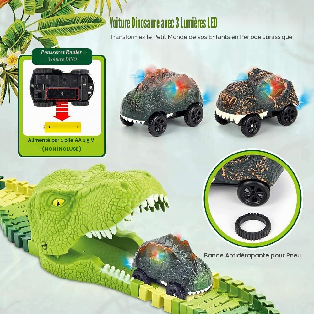 Mini Tudou Course Jouets Dinosaure 174 PCS Figurines de Dinosaures Voitures