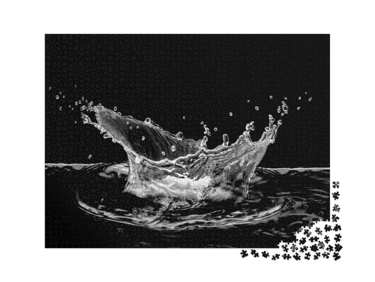 puzzleYOU : Puzzle de 2000 pièces « Éclaboussures d'eau en Noir et Blanc »