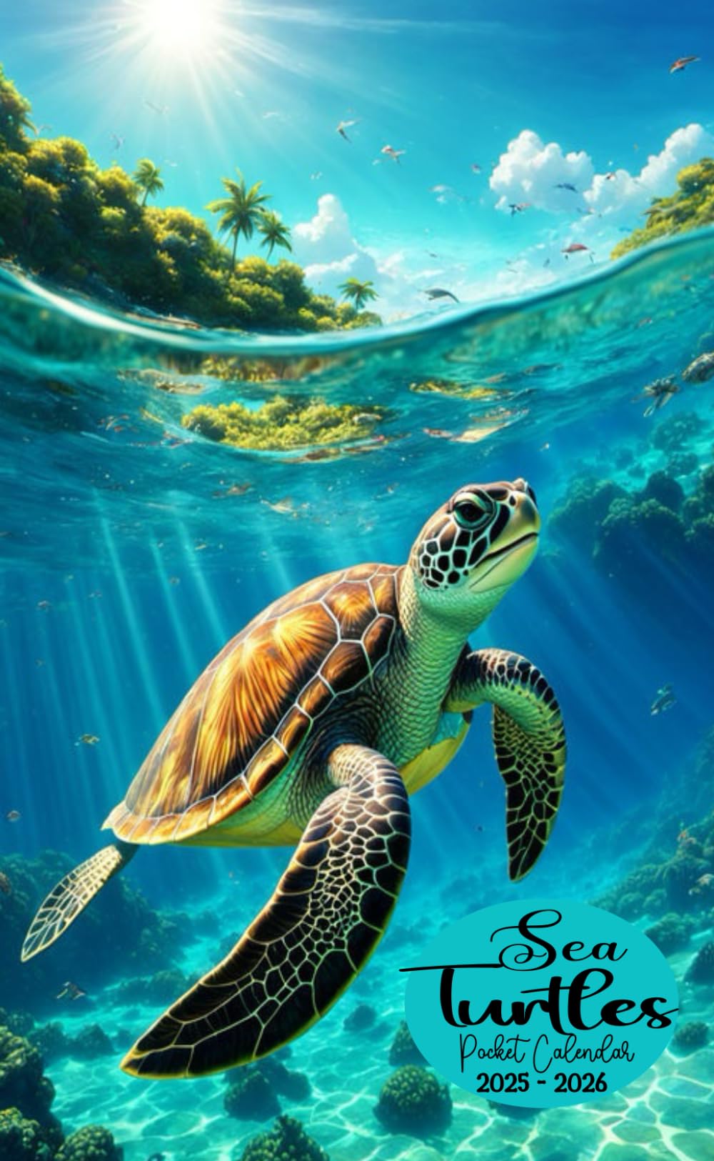 2025-2026 Sea Turtle Pocket Calendar: 2-Years Small Size 4*6.5 inches For Purse