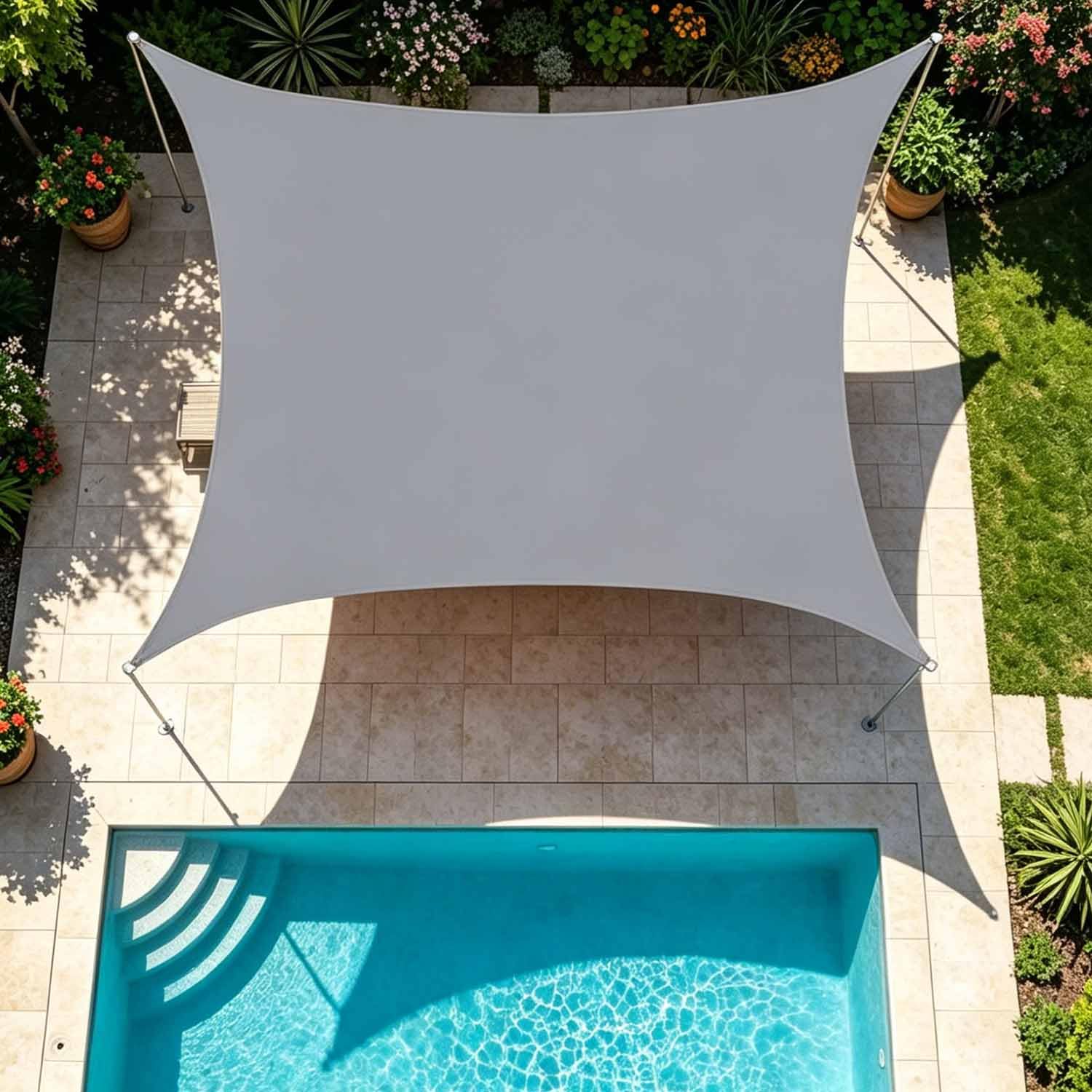 Ffsaacol Outdoor Rectangle Sail Shade, Sun Shade Sail Canopy Waterproof, Sun Shade Heavy Duty Canopy UV Block, for Backyard Patio Pergola Garden (We Make Custom Size) K, 16x16ft/5x5m