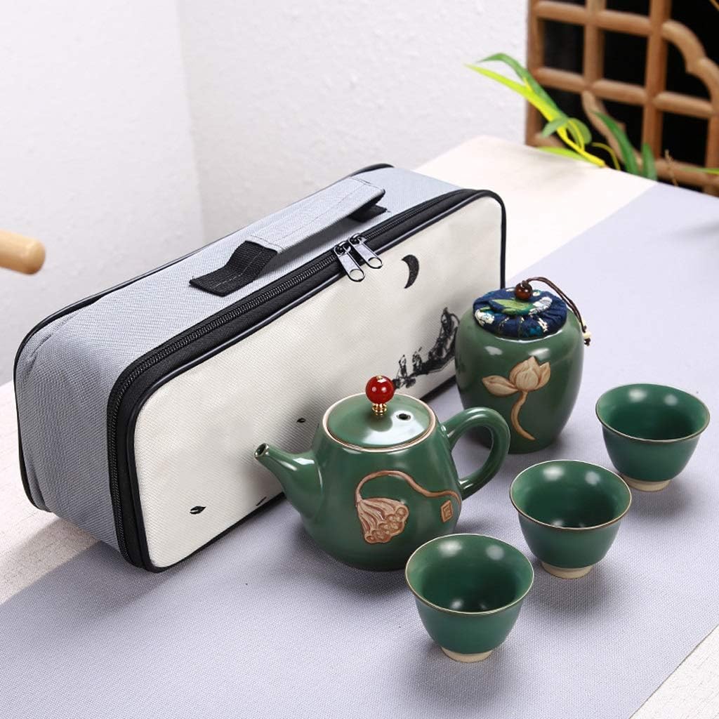 Ceramic Teapot Pot Three Cups Outdoor Travel Kung Fu Tote Bag Cup Set Tcup Tea Chinese Wine