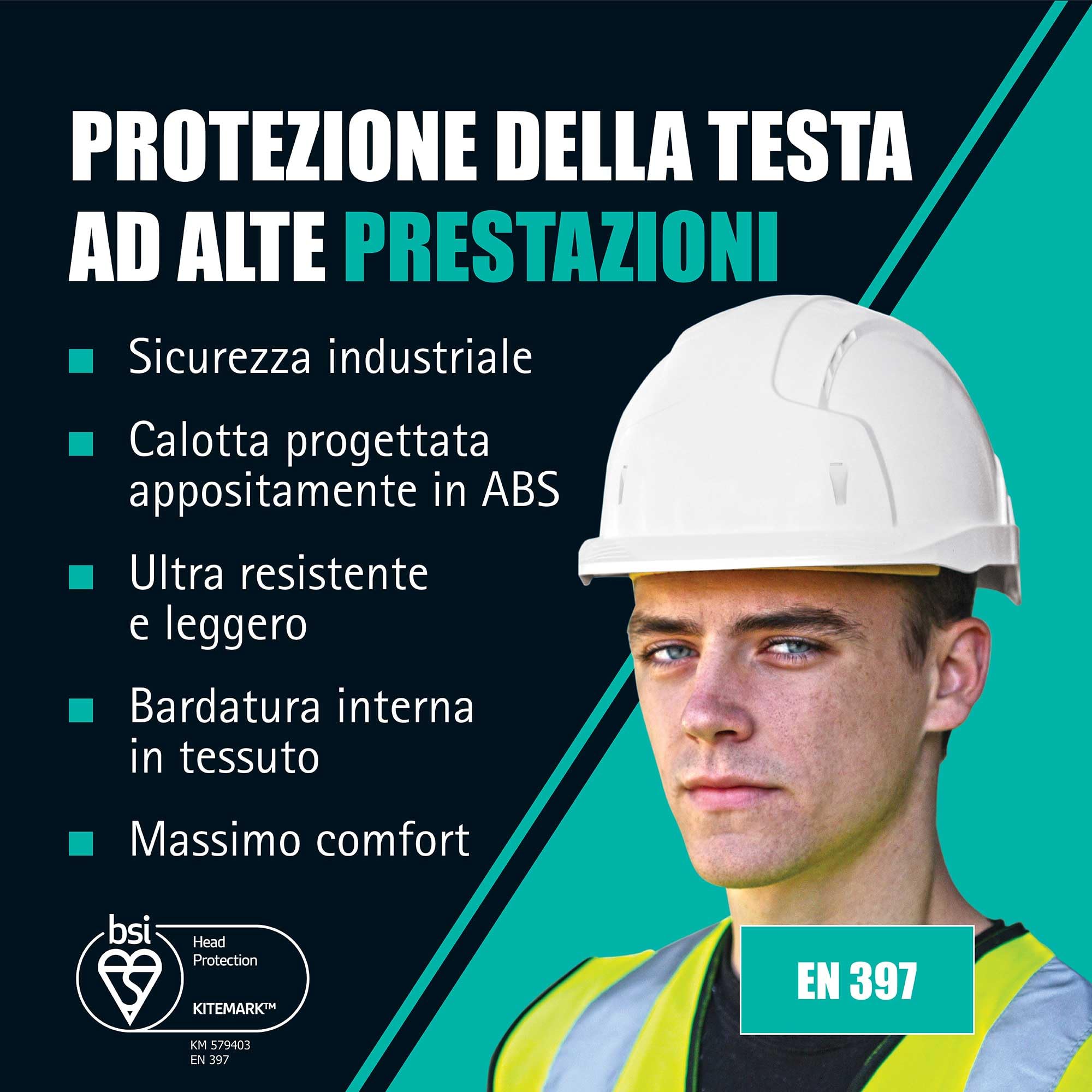 JSP EVOLITE Casco di Sicurezza Leggero CR2 - Regolazione a Rotella - Ventilato - Bianco - Caschetto da Cantiere in HDPE - Per Strade, Ingegneria e Manutenzione - EN 397