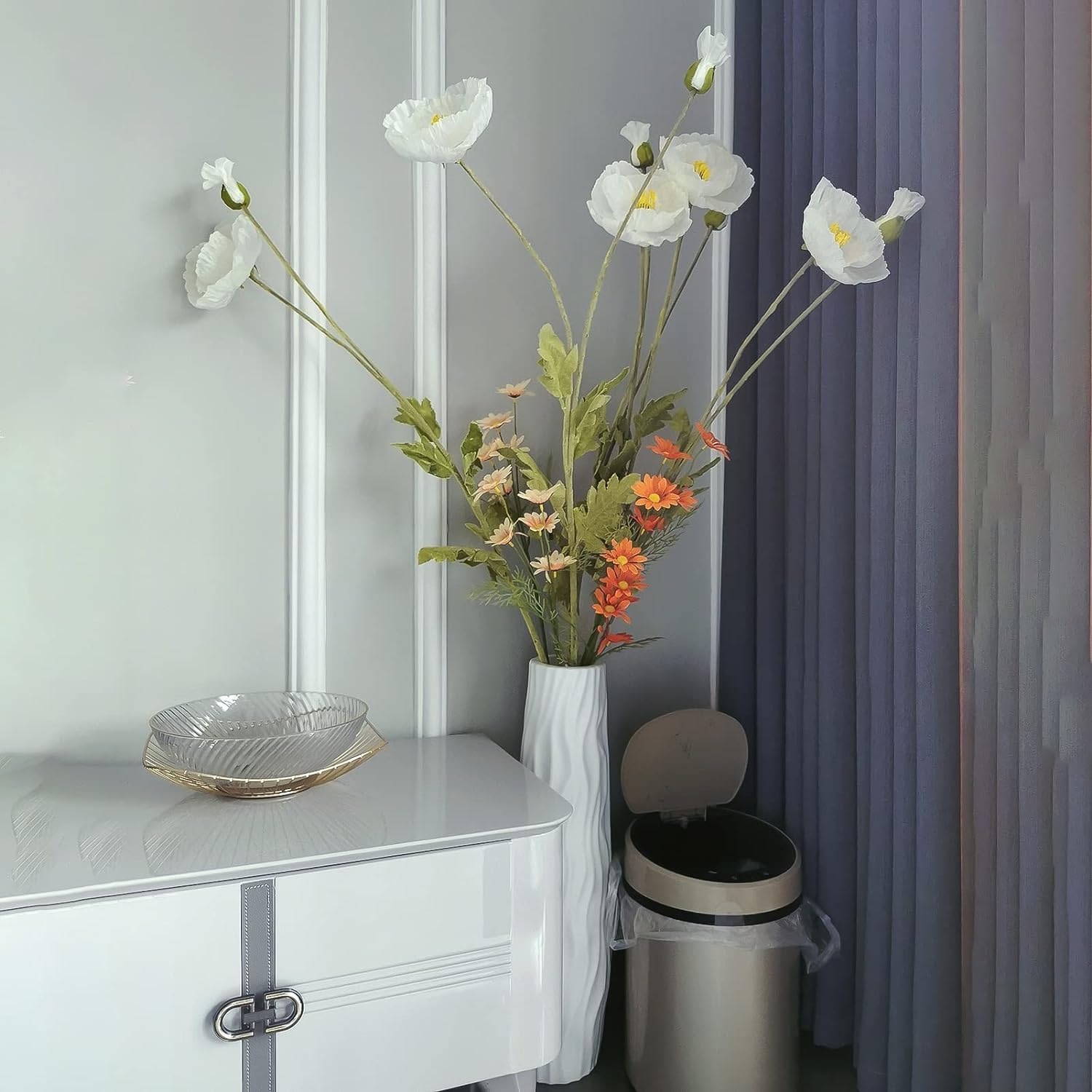 NOLLAM Jarrón Jarrón de cerámica para Suelo, Moderno, rústico, Grande, Decorativo, Soporte Alto para Flores, para Mesa de Comedor, Sala de Estar, decoración del hogar, centros de Mesa de Boda Comedor