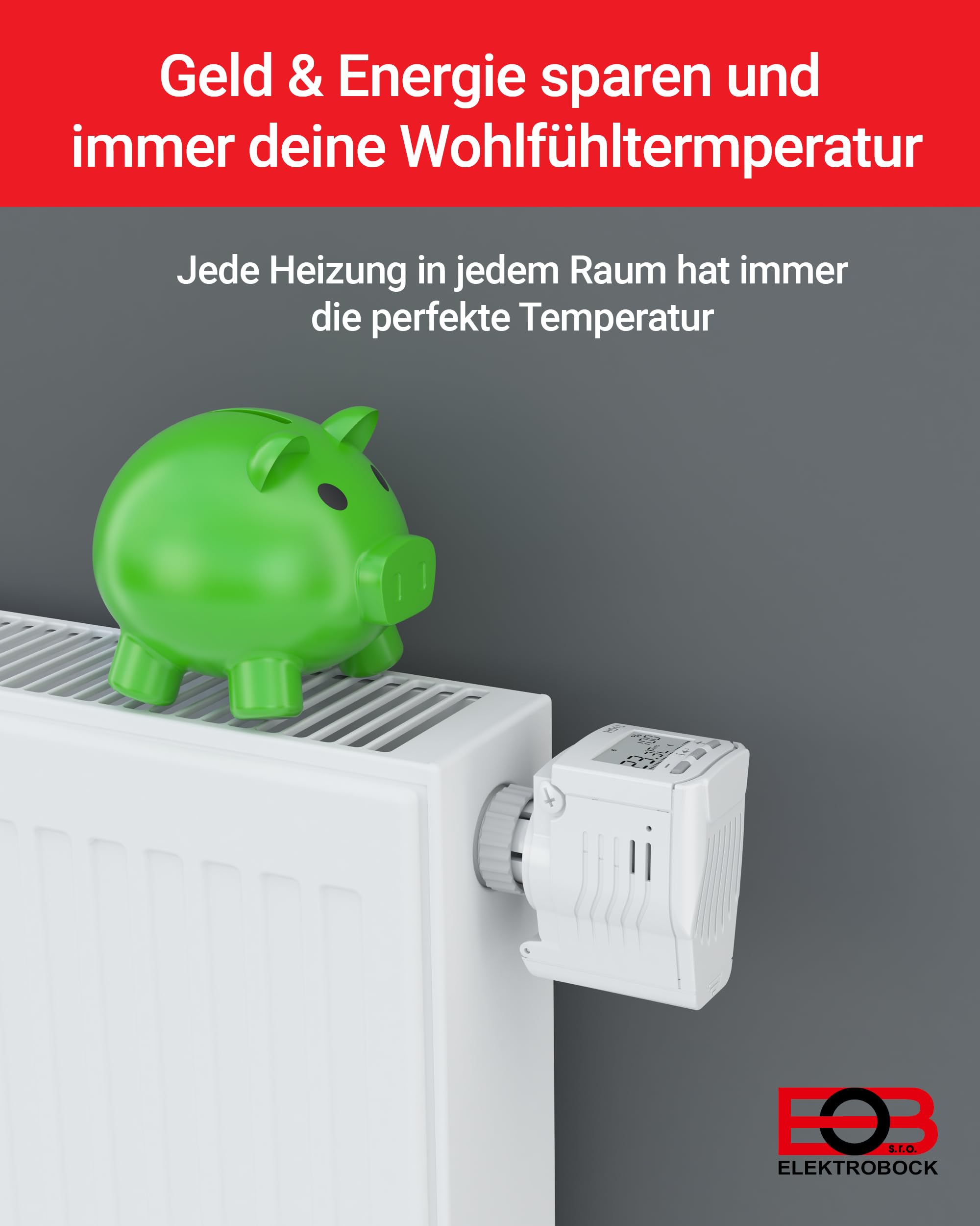 Elektrobock HD13 programowalny termostat grzejnikowy, 280 W, 230 V, biały, kompaktowy