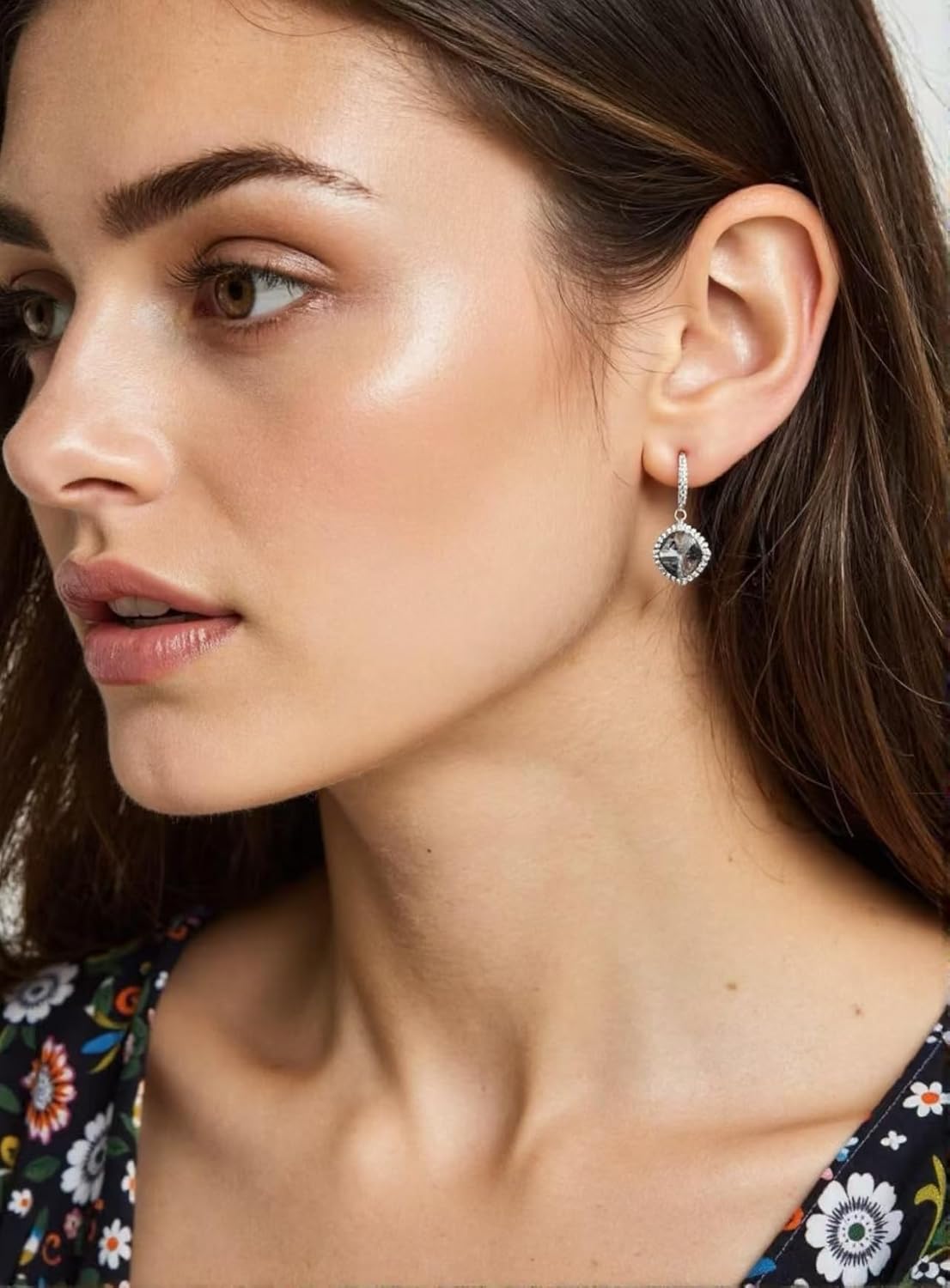 SBLING Platinum Plated Cubic Zirconia/Austrian Crystal Cushion Shape Halo Pendant Necklace/Earrings - Image 4