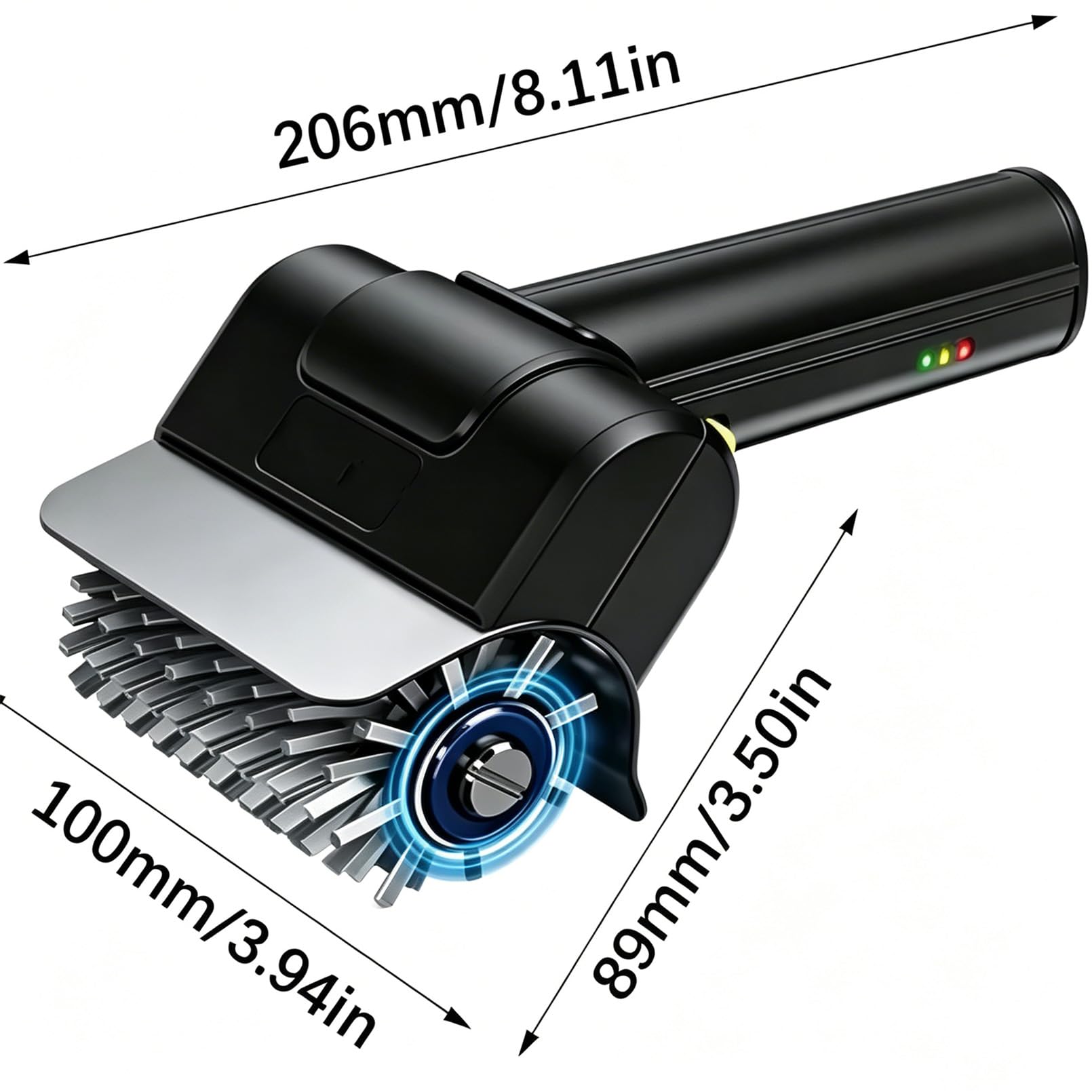 Cepillo de limpieza inalámbrico para parrilla, motor de 1100 rpm, cerdas de acero inoxidable, tiempo de funcionamiento de 90 minutos, mango ergonómico para rejillas, planchas, ahumadores