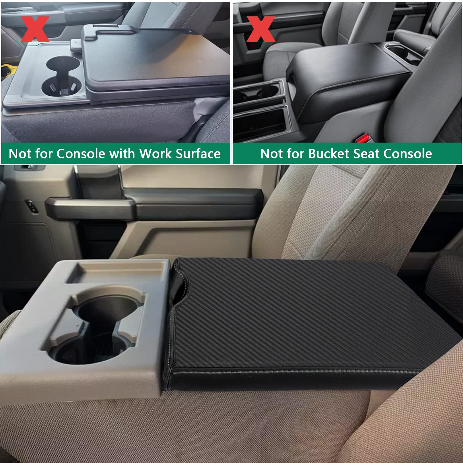 F150 Center Console Cover Leather Synthetic Armrest Cover For Ford - Foto 8