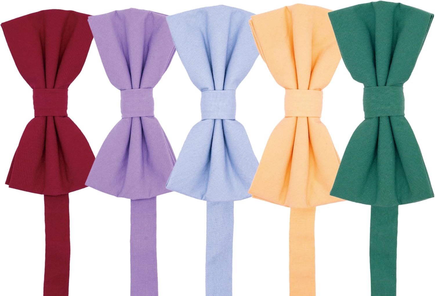 Boys Cotton Bow Ties 5 Pieces,Classic BowTies Pre-tied Adjustable Solid Color Bowtie For Kids