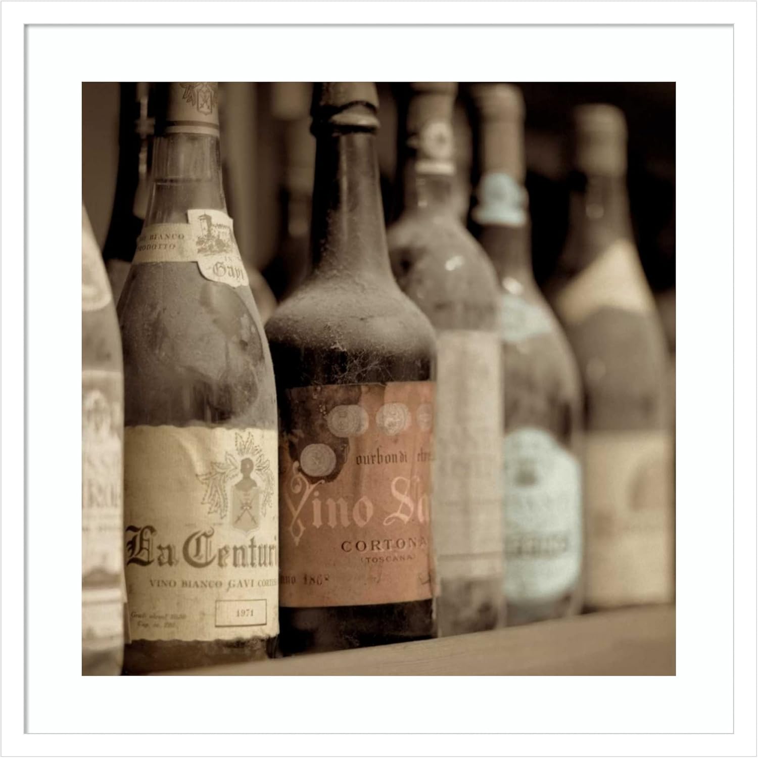 Amanti Art Framed Wall Art Print 25x25 Enoteca a Cortona No 1 by Alan Blaustein, Cuisine Wall Art, Vintage Decor, Medium Poster Painting Artwork for Living Room, Bedroom, Bathroom, Kitchen, Office or