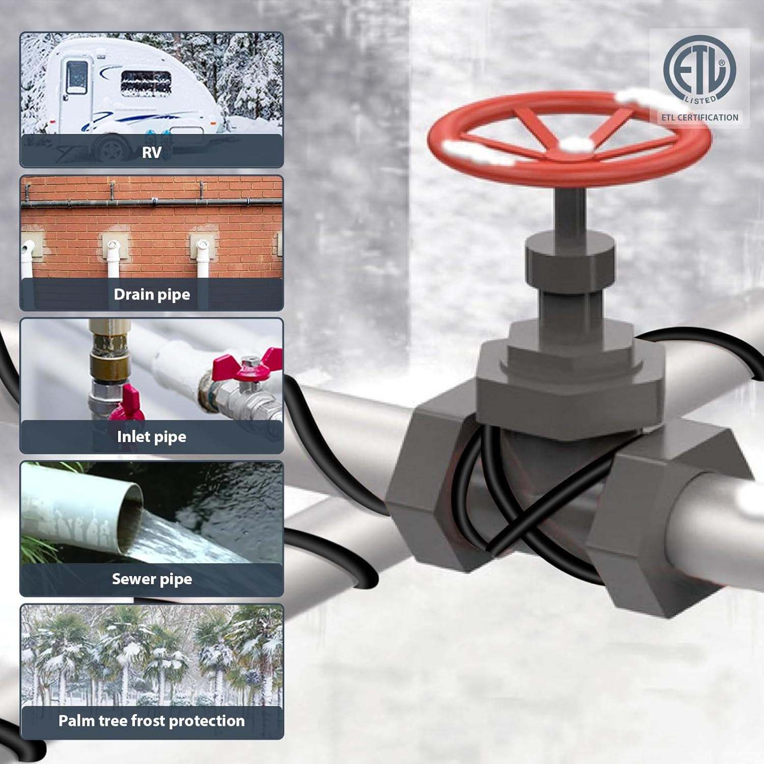 HEATIT JHSF Pack includes 40-feet heating cable & Glass Cloth Tape 10 meter & aluminum Foil Tape 2 inch x 30 feet Self Regulating Pre-assembled Pipe Heating Cable 120V