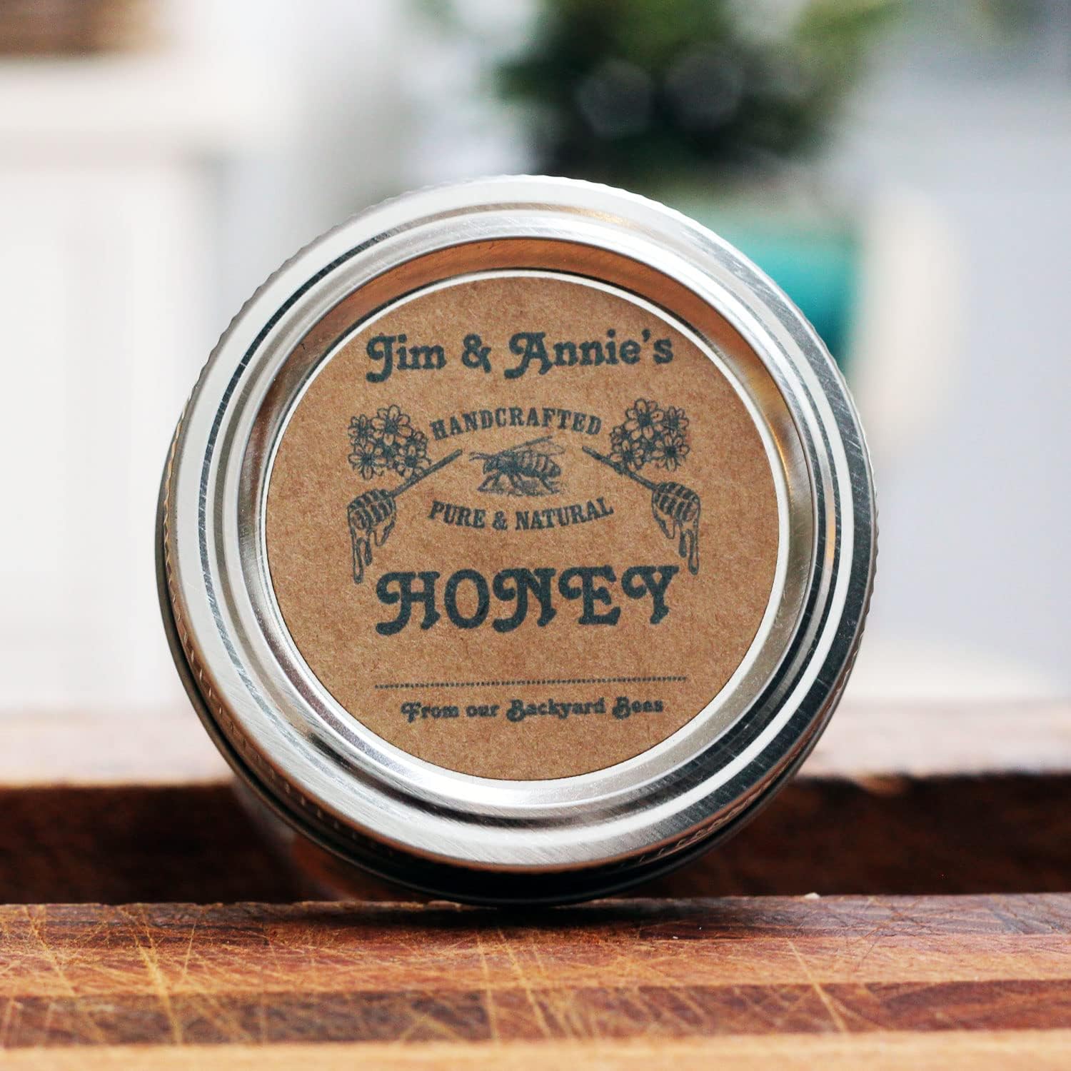 Personalized Honey Labels - 2" Round / 2 1/2" Round / 2" Square - White or Kraft - Sets of 18 with Options for 25 and 50 (2" Round Kraft)