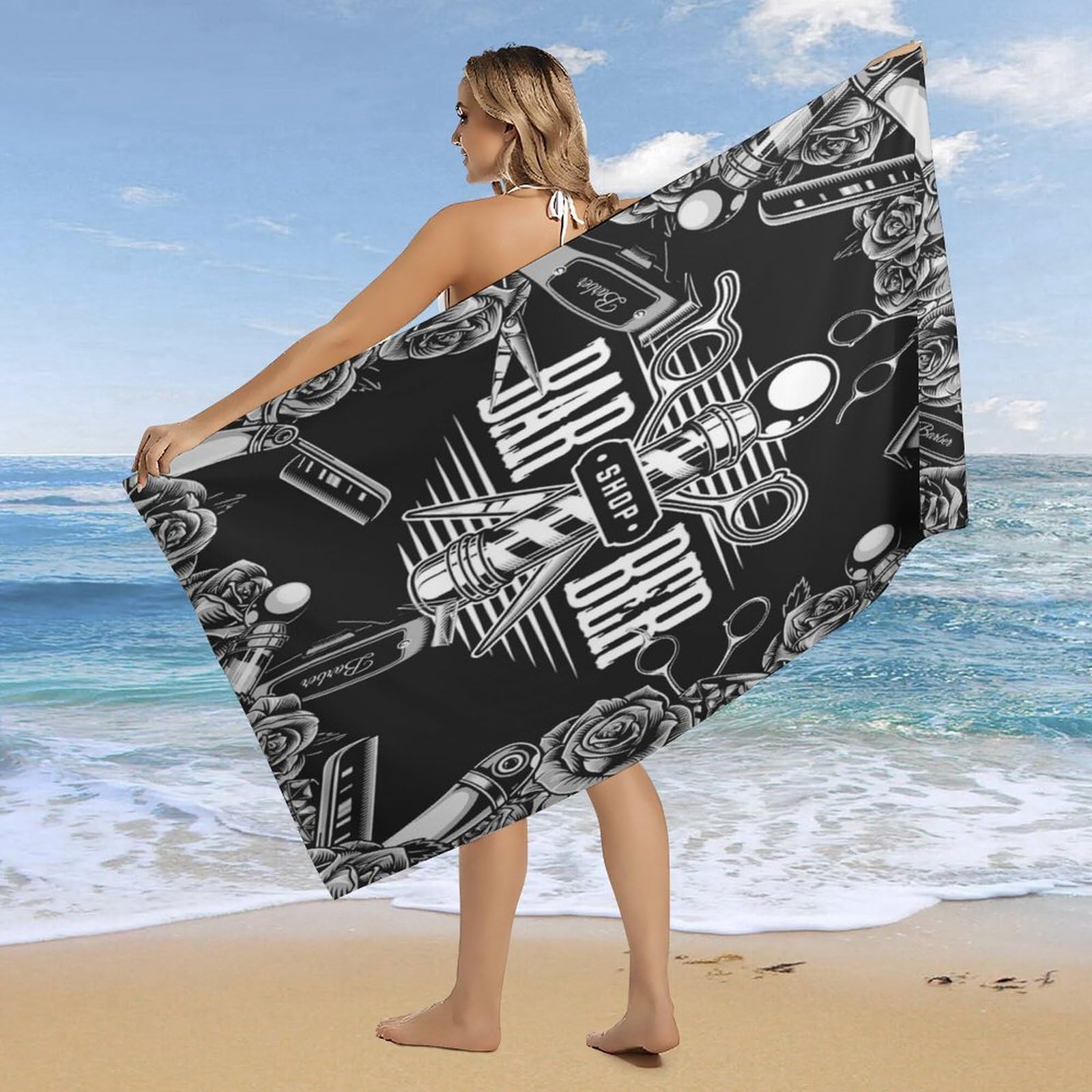 Skull Gothic Skeleton Beach Towel - 31" X 61" Microfiber Quick Dry Oversized Towel For Pool, Yoga & Camping
