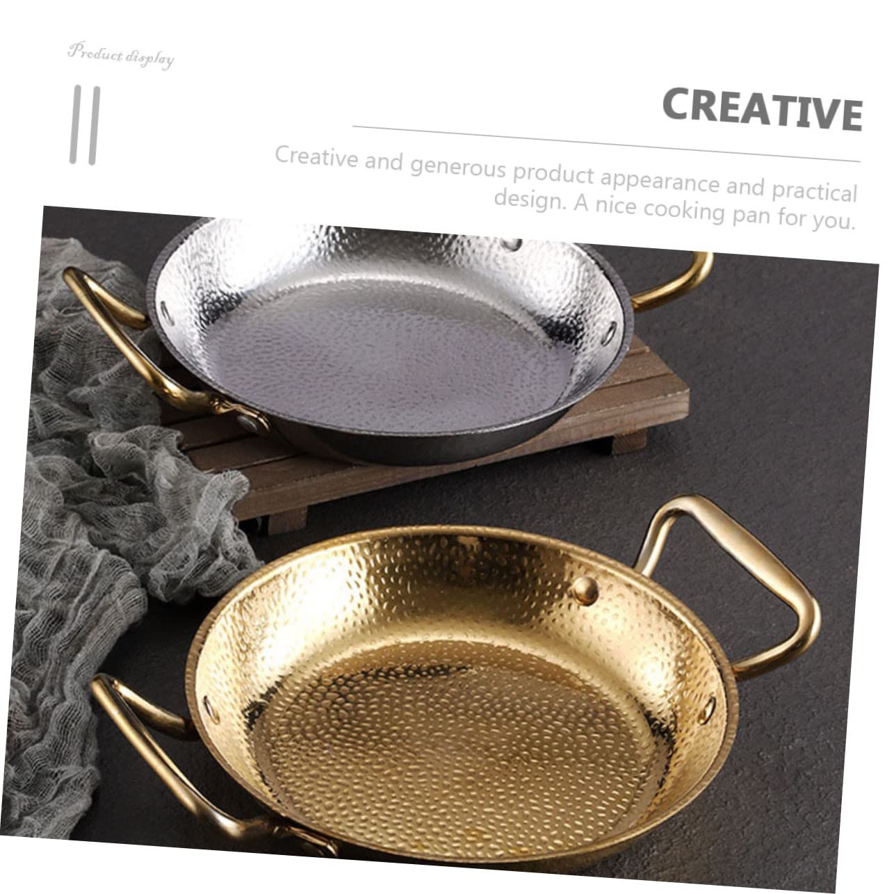 COLLBATH Padella per Paella in Acciaio Inox Oro, Pentola Alta Stile Coreano | Doppio Manico, Uso in Ristorante e Hot Pot Shop, Design Pratico e Resistente All’usura