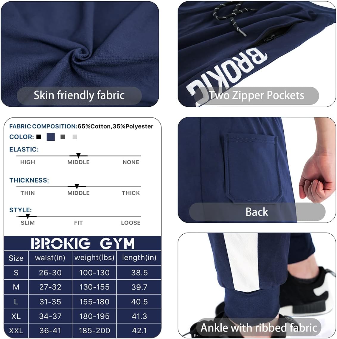 BROKIG Men's Streaks Vent Gym Workout Joggers Pants,Athletic Casual Side Mesh Jogging Sweatpants with Zip Pockets - Image 6