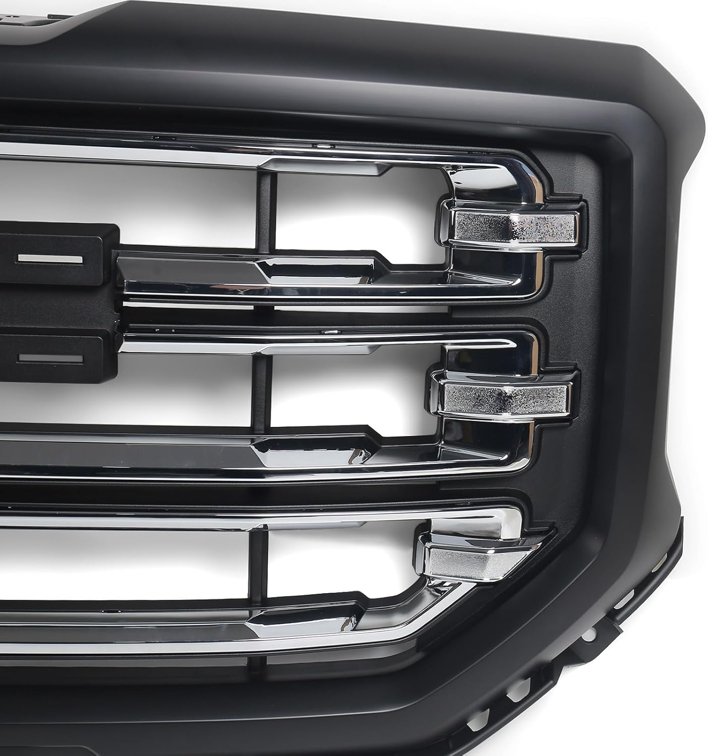 Front Bumper Grill for GMC Sierra 1500 2016-2018 Matte Black and Chrome Grille