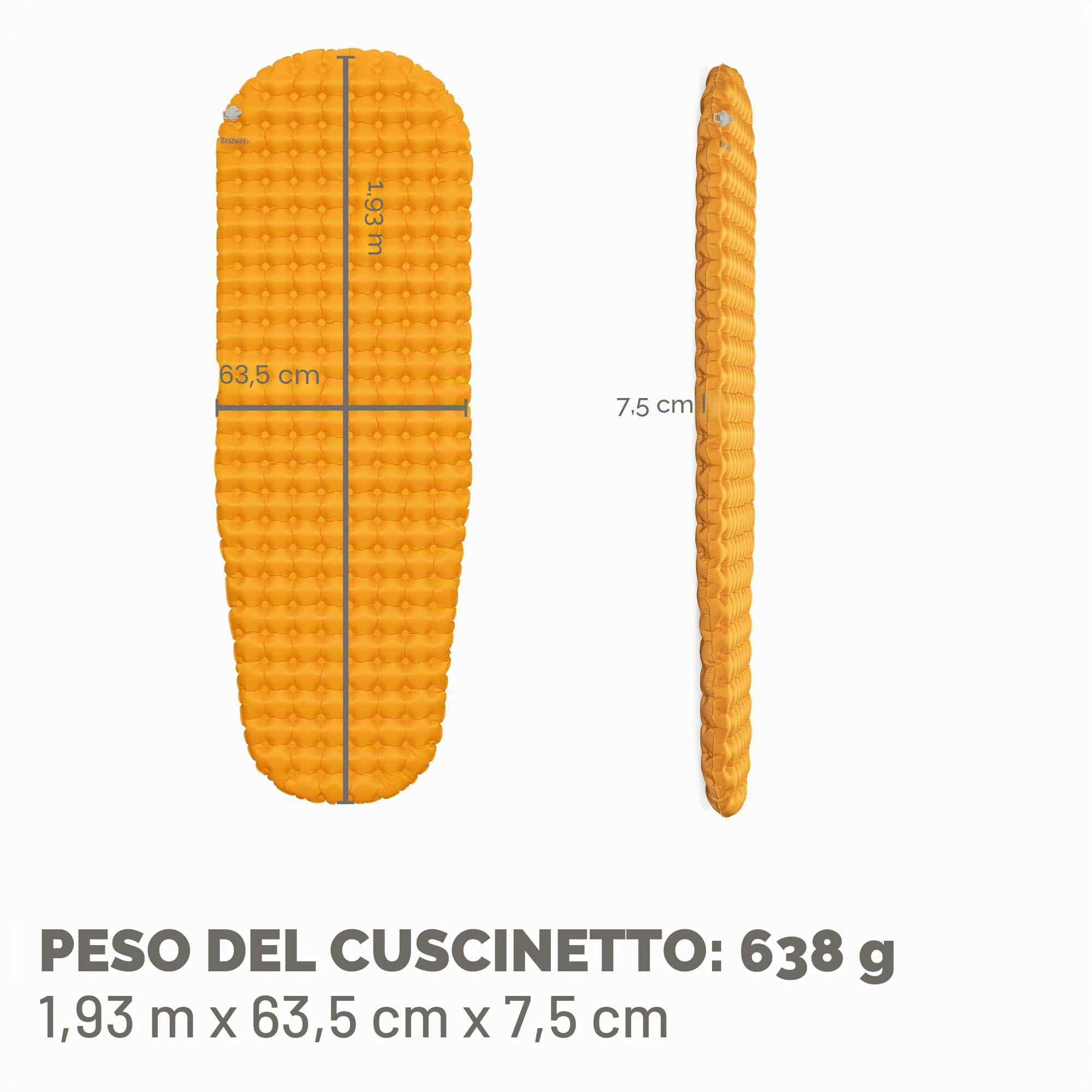 Bestway 69644 Materassino da Campeggio RidgeLite, Large, Arancione